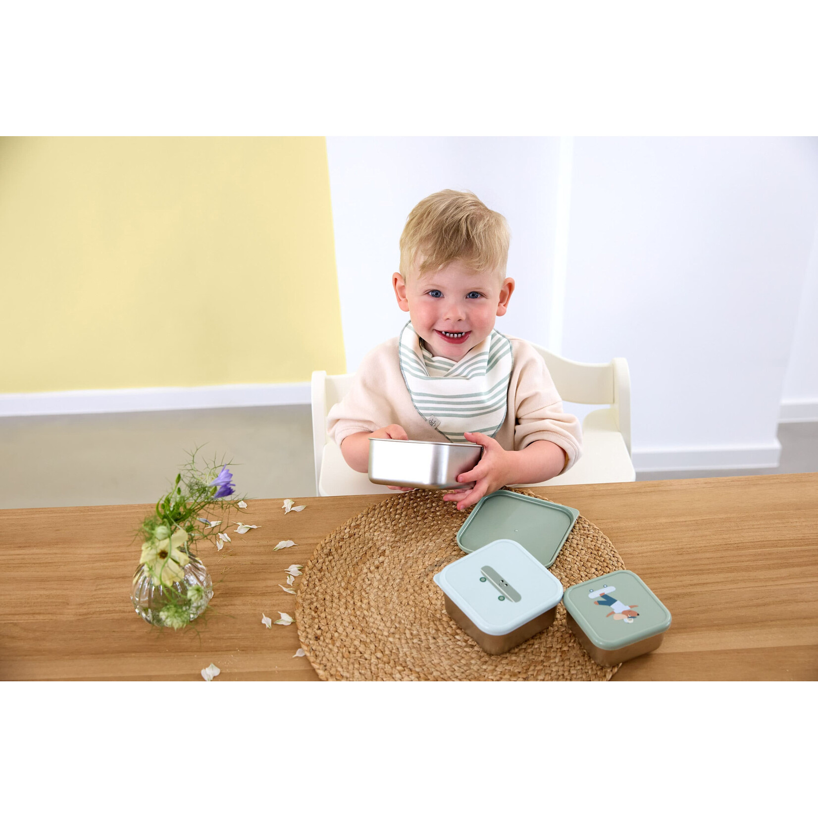 Lassig Lassig - Snackbox Stainless Steel 3 pcs assorted Tiny team dog