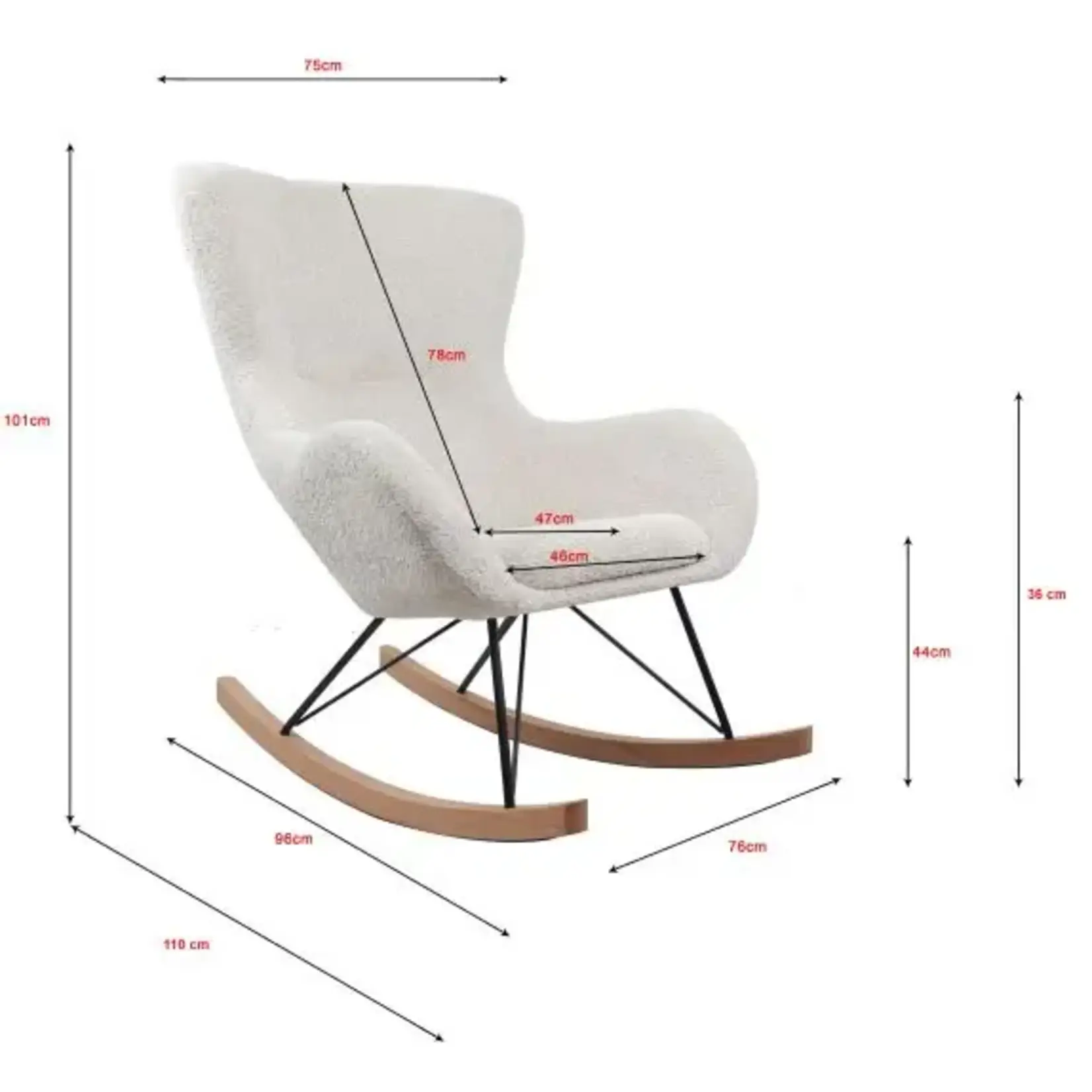 Jaxx Furniture - ROCKY Schommelstoel - Beige Boucle