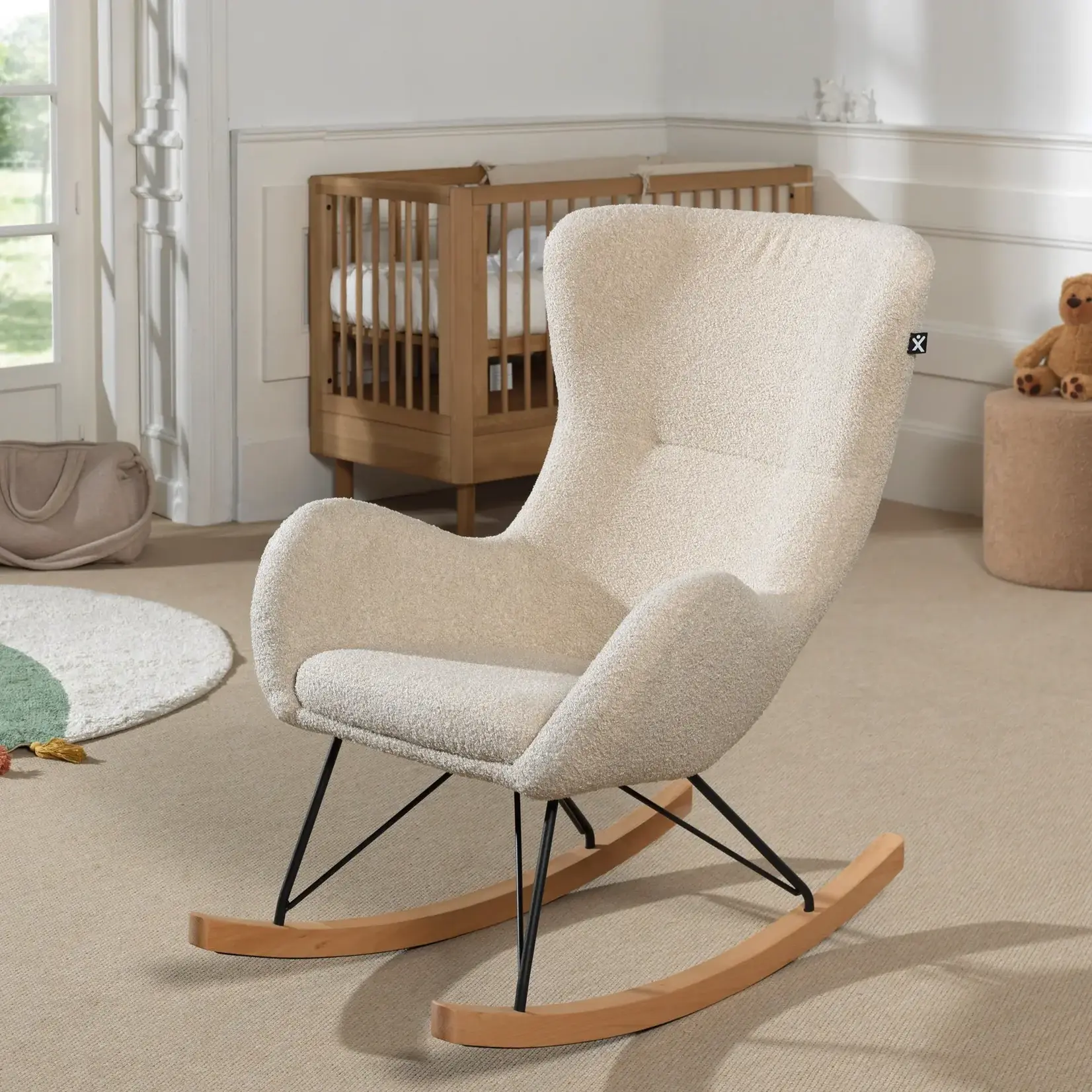 Jaxx Furniture - ROCKY Schommelstoel - Beige Boucle