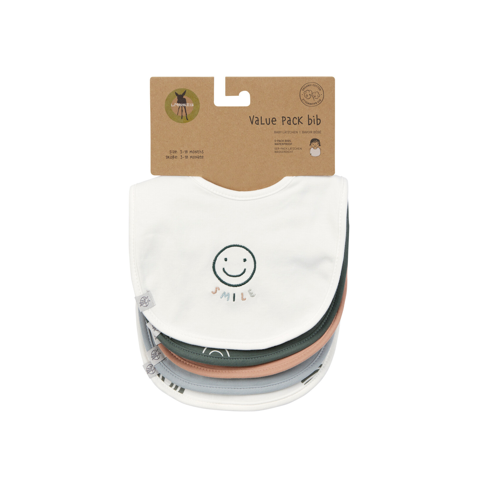 Lassig Lassig - Value Pack Bib 5 pcs Tiny Smile
