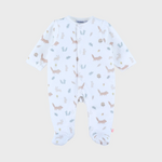 Noukies Noukies - Pyjama Fluweel Wit met Bosmotief