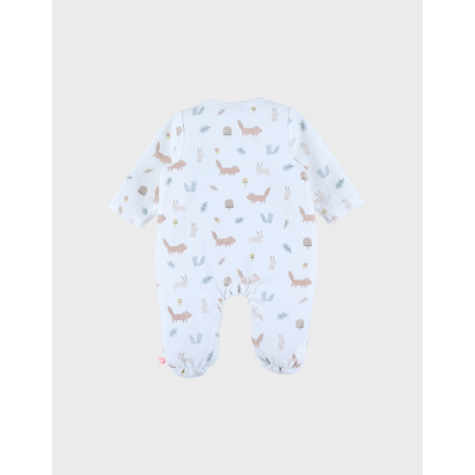 Noukies Noukies - Pyjama Fluweel Wit met Bosmotief