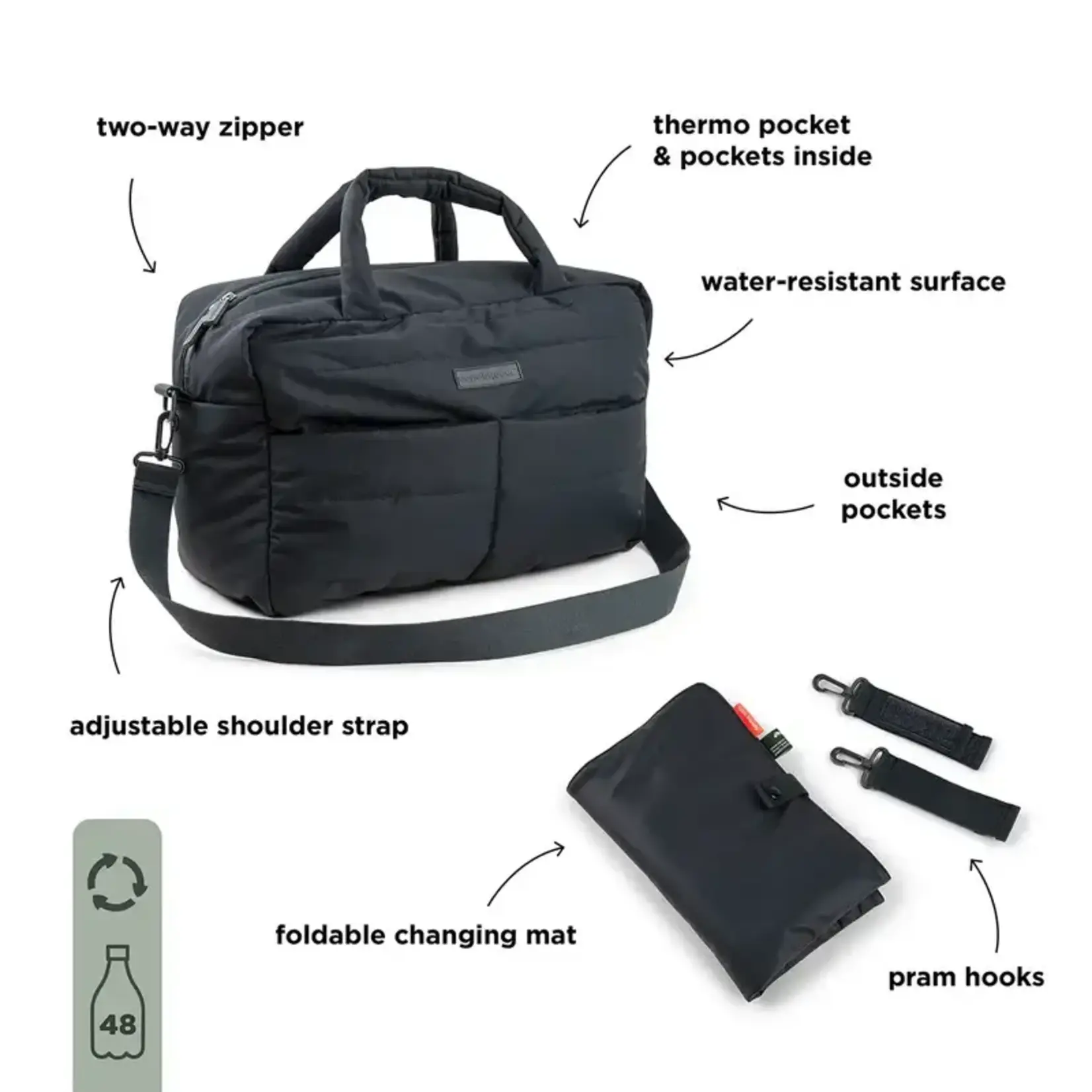 Done By deer Done by Deer - Quilted changing bag Black