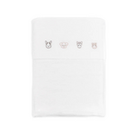 Bamboom Bamboom - Laken voor babybedje 110x140cm + kussensloop - mousseline - geborduurde prints Animal Friends