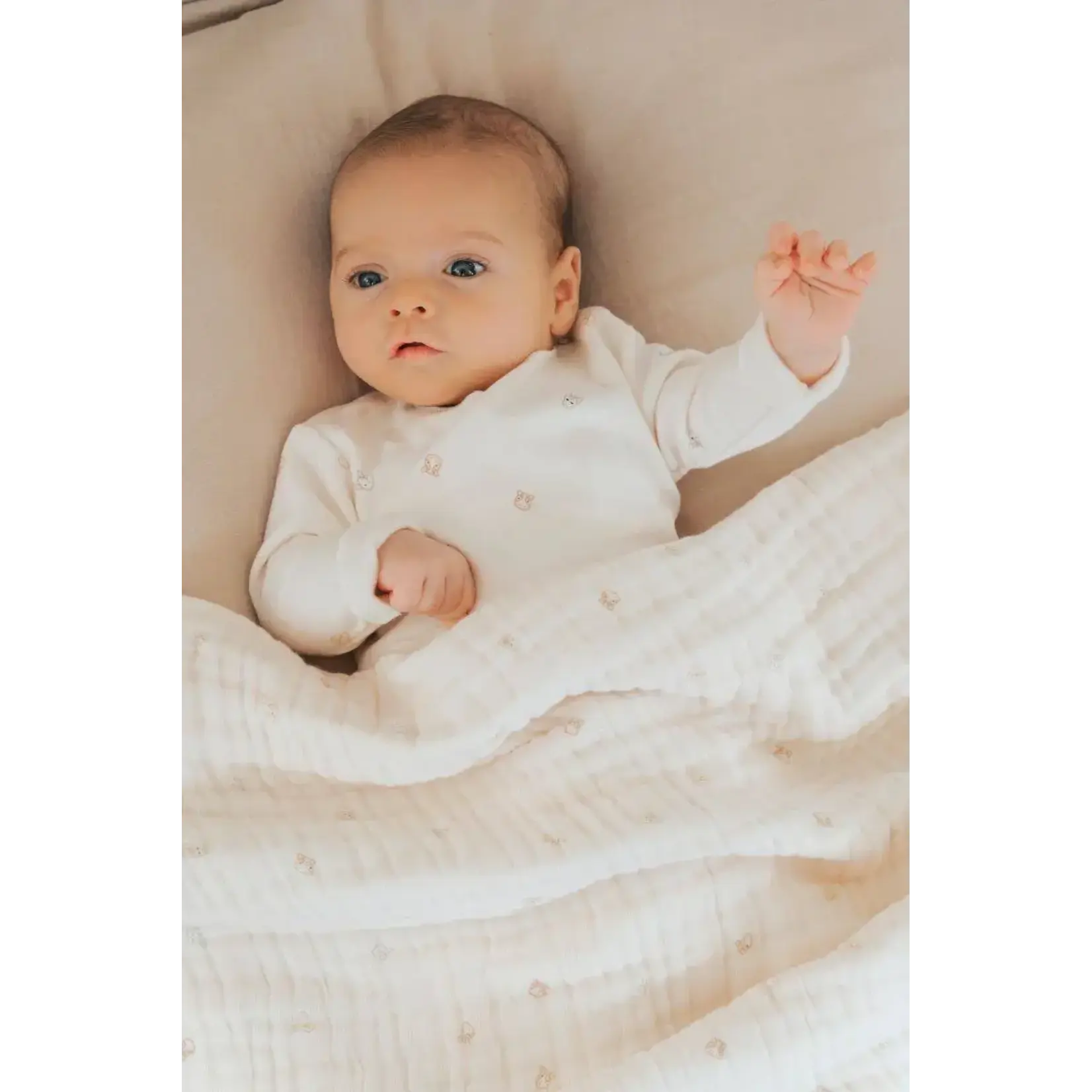 Bamboom Bamboom -  Deken voor ledikant 140x110 Nuvola - 6 mousseline lagen Animal friends