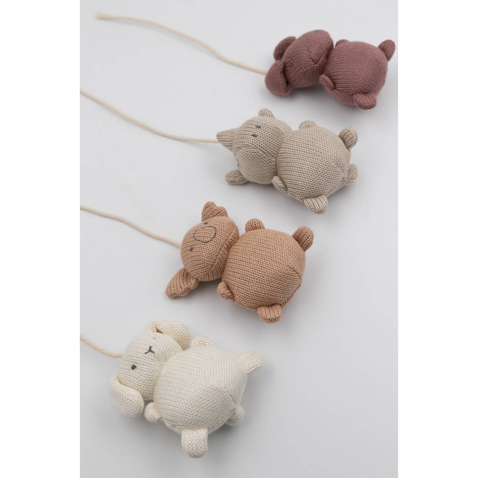 Bamboom Bamboom - Gebreide speeltjes van bamboe voor muziekmobielarm - set van 4 stuks - Animal Friends - Animal friends