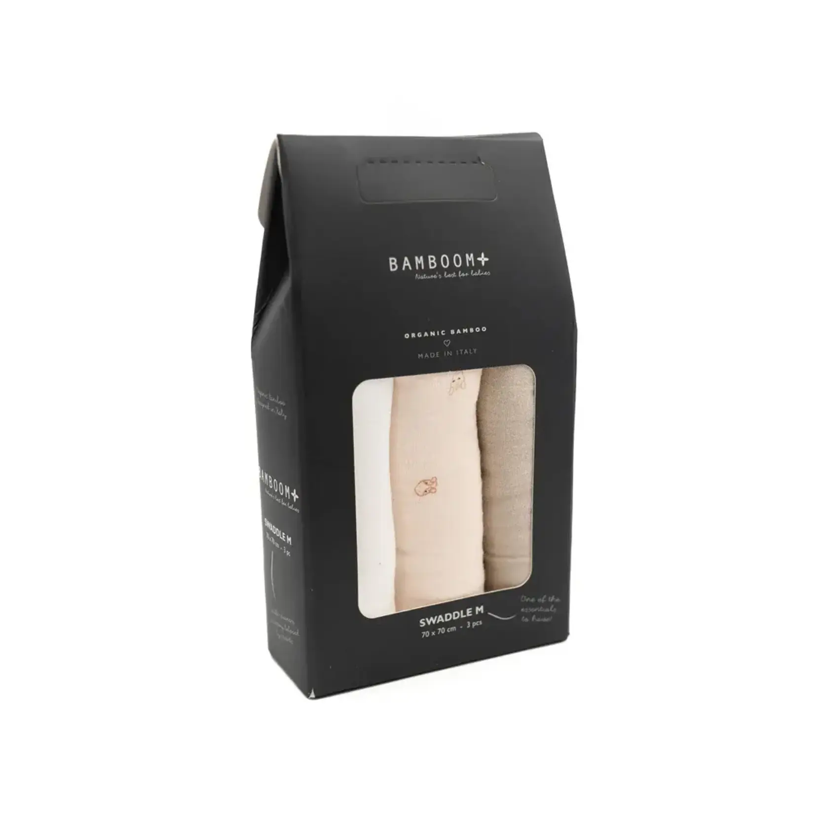 Bamboom Bamboom - Swaddle Muslin Medium multifunctioneel - 75x75cm - set van 3 Animal Friends / Almond / Offwhite