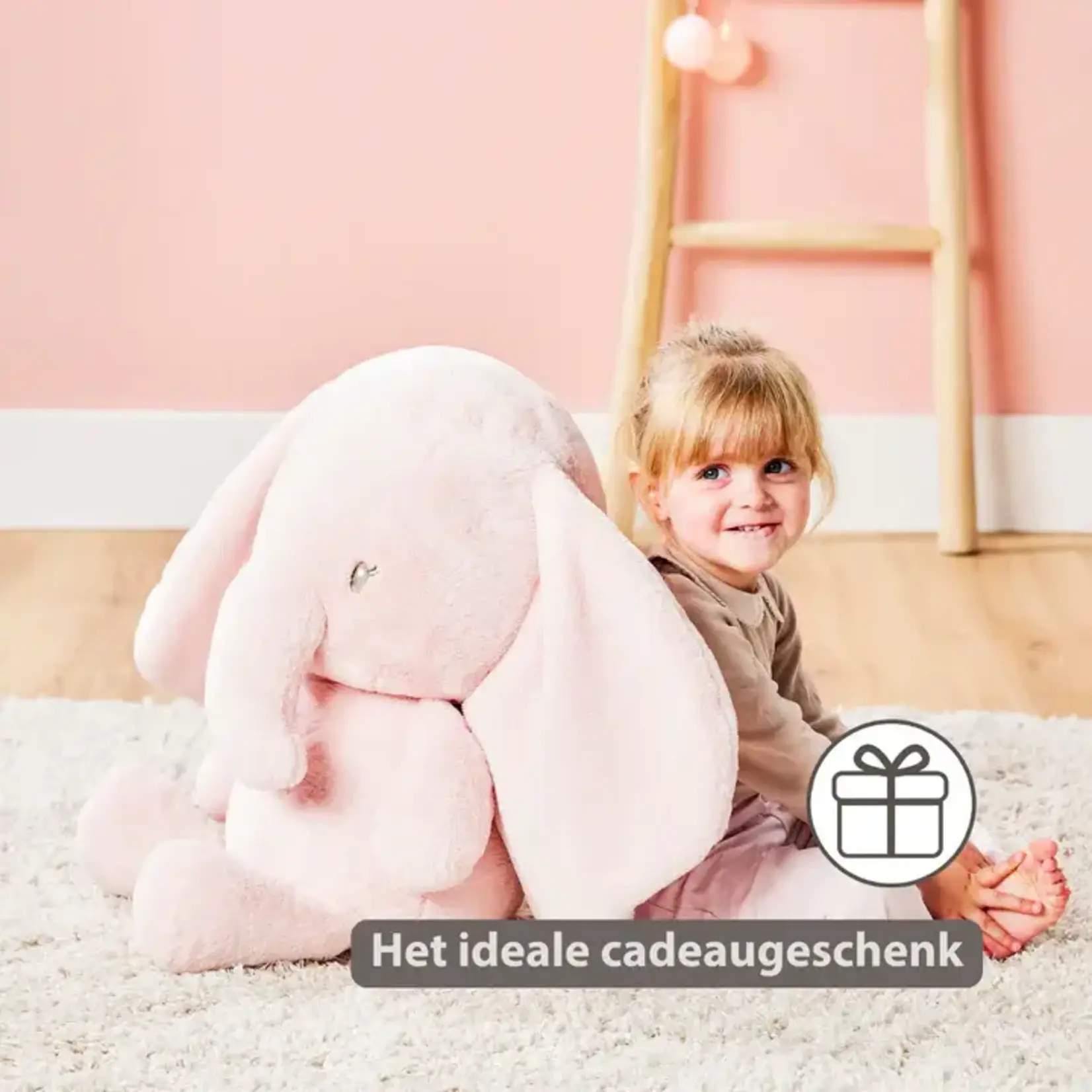 Nattou Nattou - FanFan Knuffel Olifant - 60 cm - Zachte baby knuffel - Roze