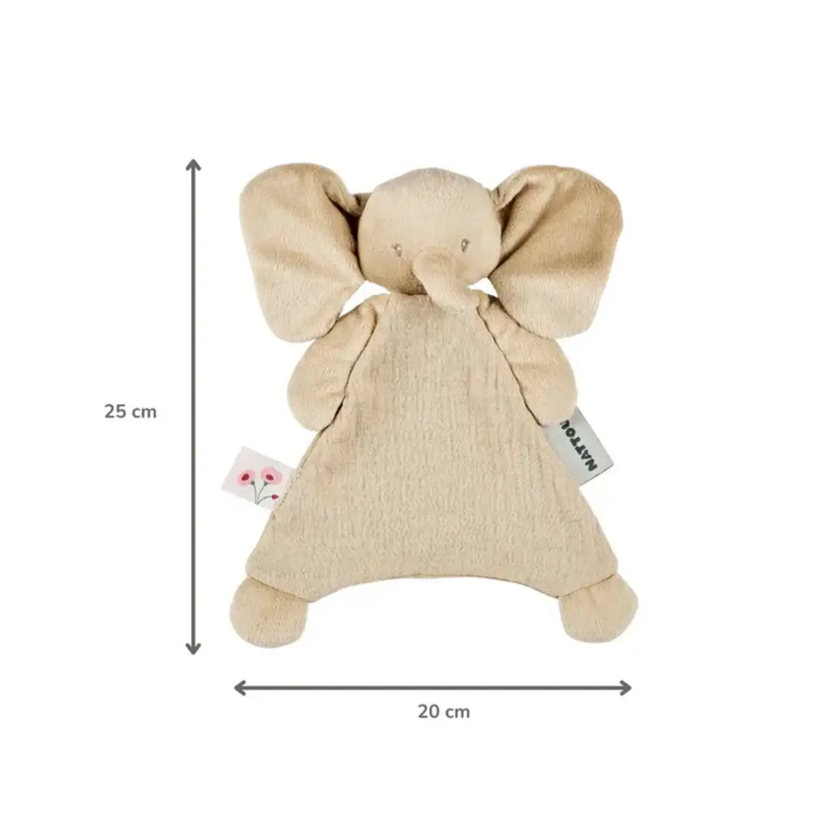 Nattou Nattou - FanFan Mini Baby Knuffeldoekje - 25 x 20 cm - Doudou Olifant - Zand (tetra/velours)