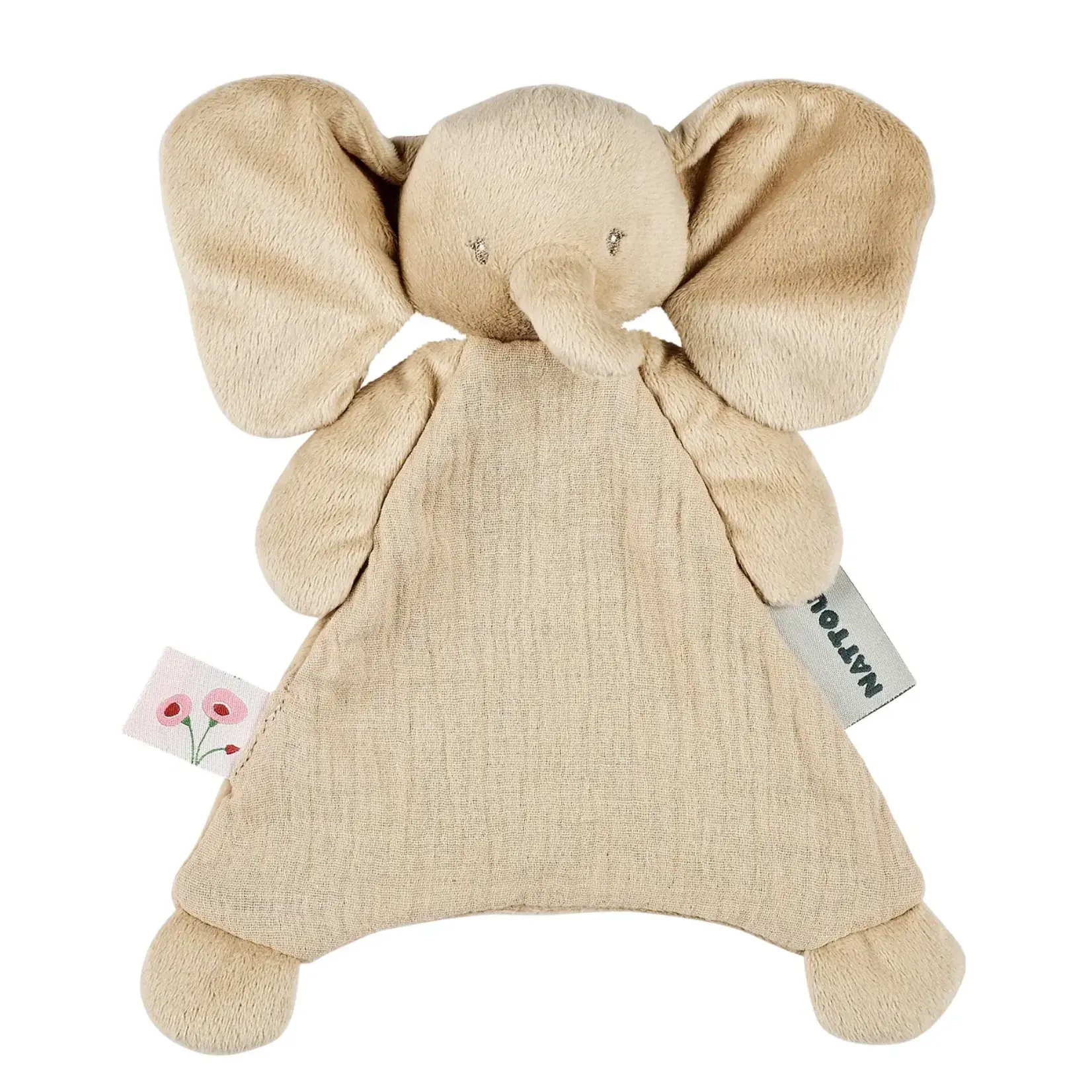 Nattou Nattou - FanFan Mini Baby Knuffeldoekje - 25 x 20 cm - Doudou Olifant - Zand (tetra/velours)