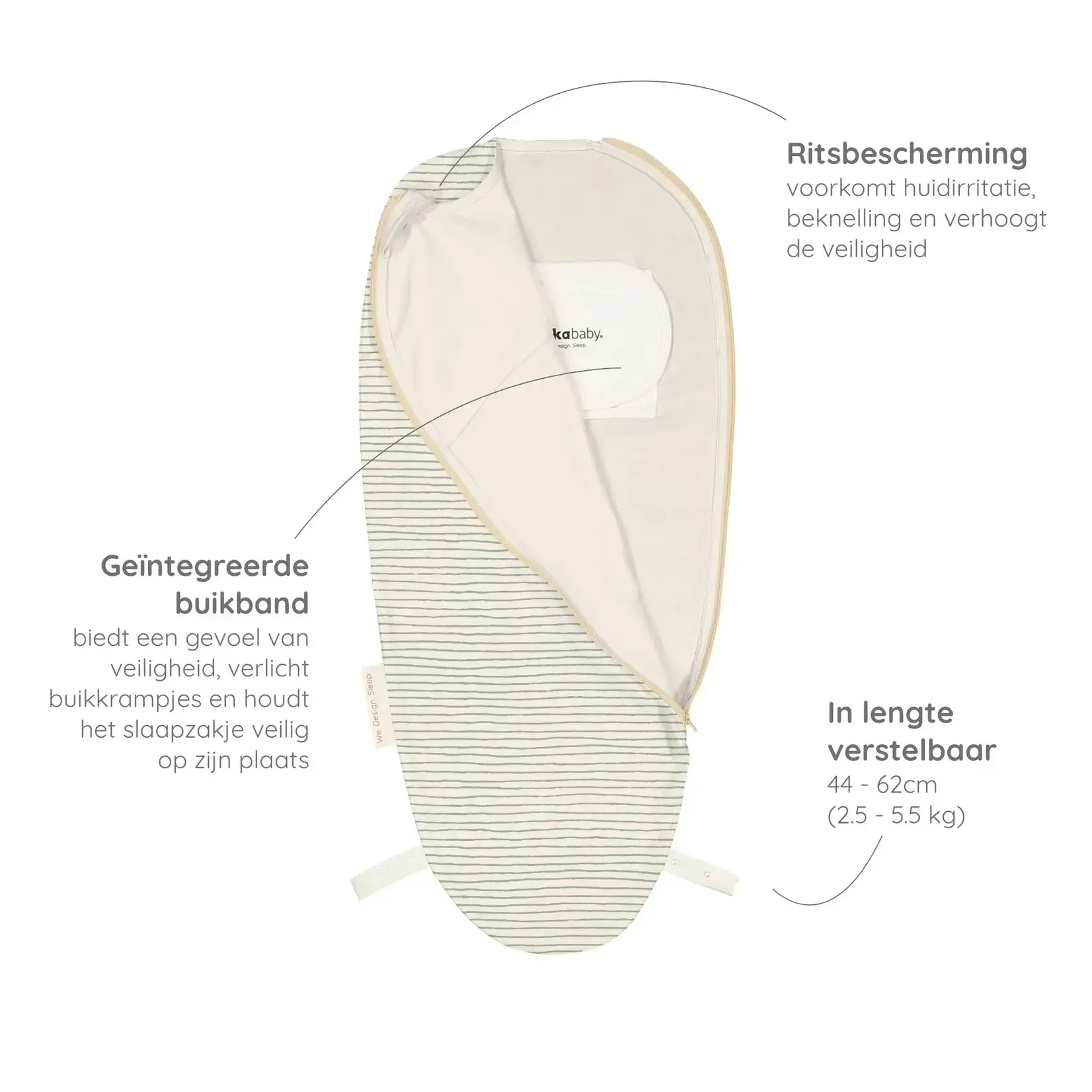 Puckababy Puckababy - The Original - Piep - 0/3 M - Cotton - Green Stripes