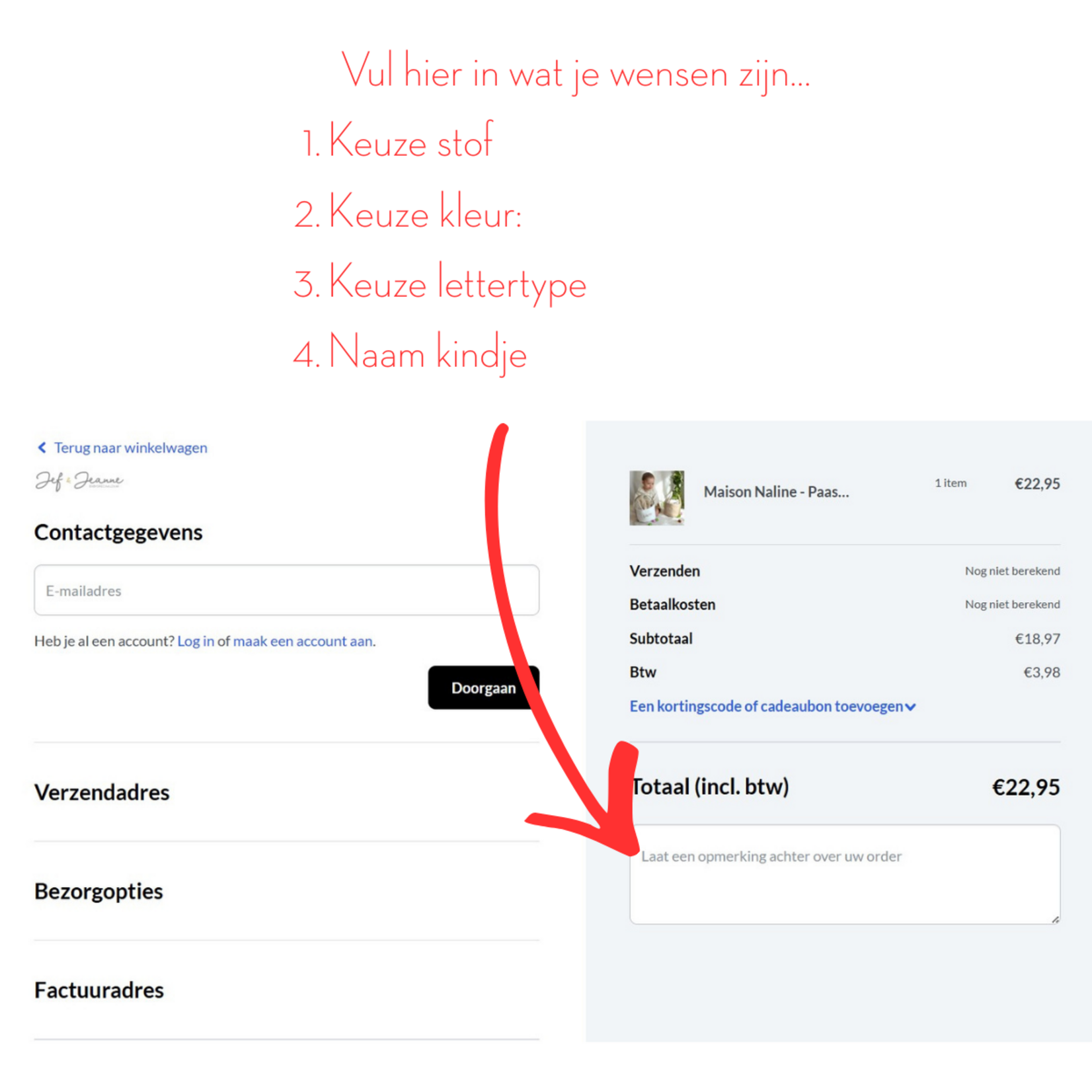 Maison Naline Maison Naline - Paasmandje OP MAAT met naamborduring