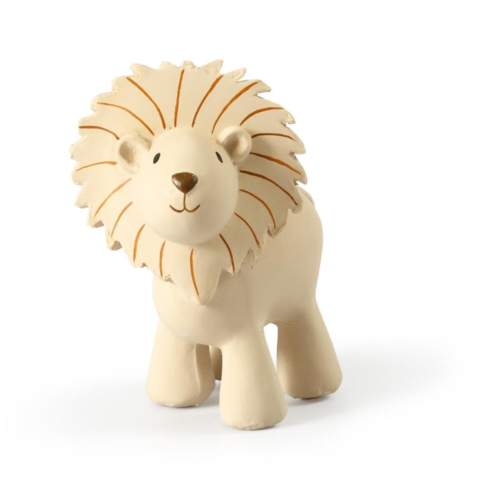 Tikiri Tikiri - MIJN EERSTE SAFARIDIERTJE - LEEUW, in natuurlijk rubber, met belletje, met hangkaart, 0+