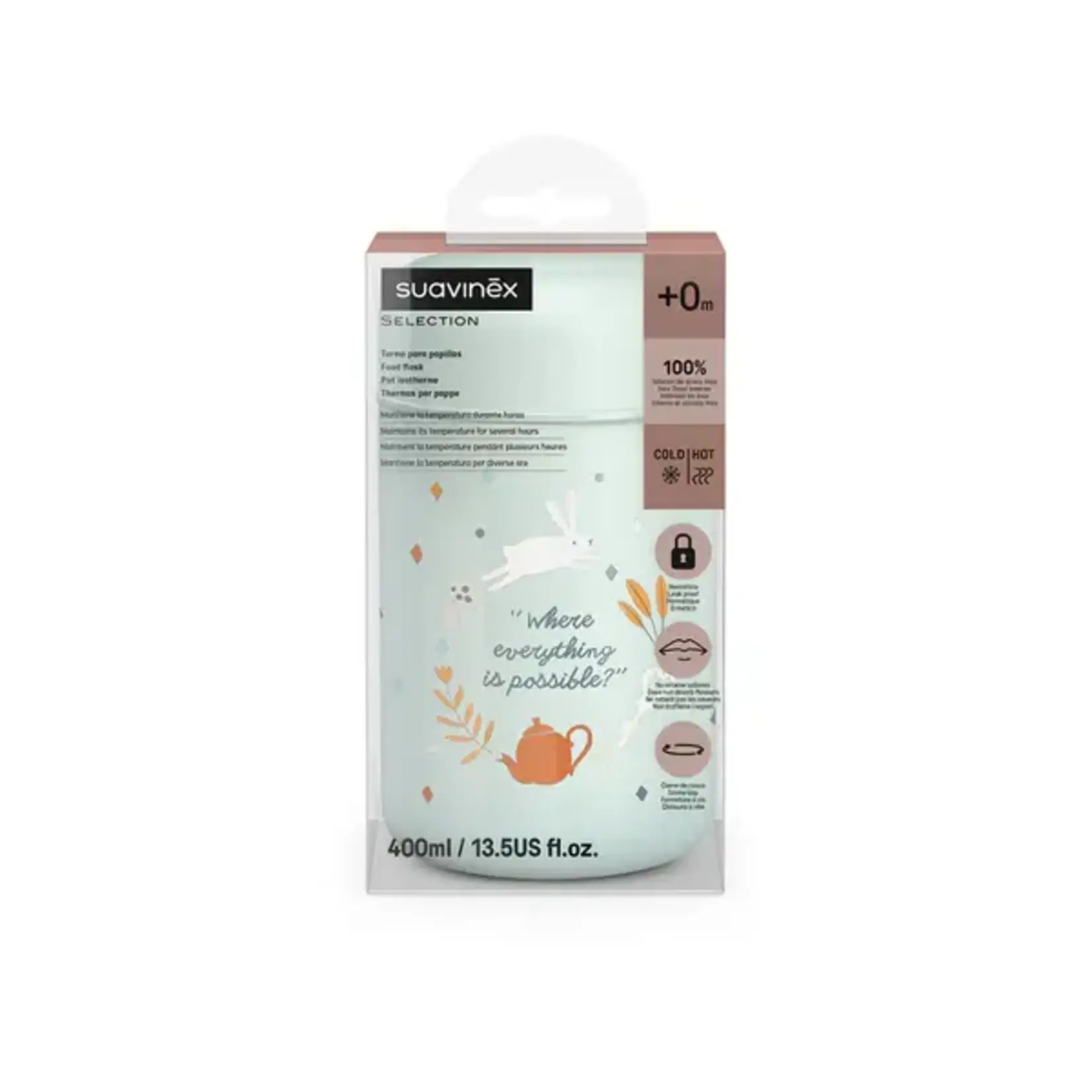 Suavinex Suavinex - Wonderland - Thermo-Portie 400Ml - Pastel Mint Blauw