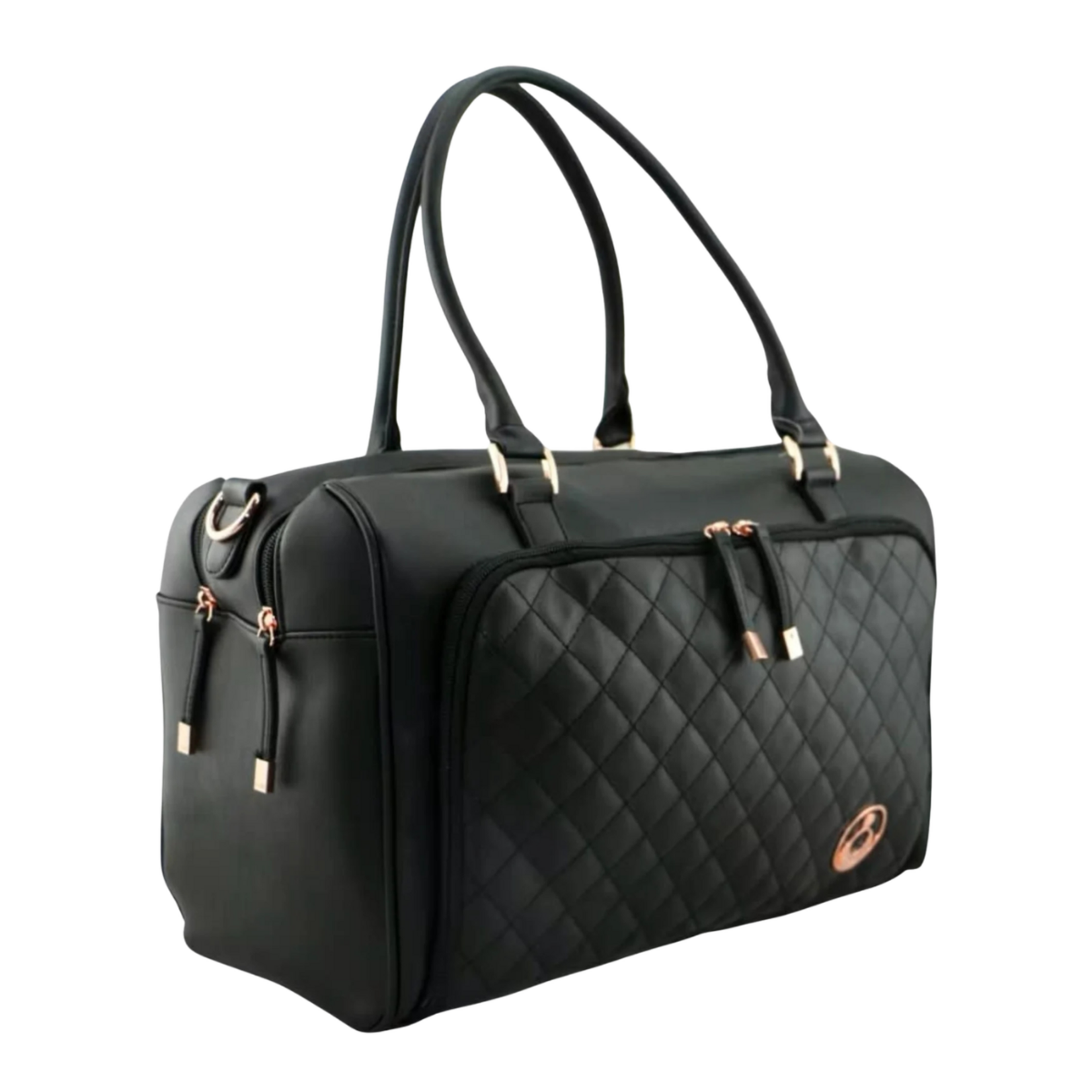 Isoki - Double Zip Satchel Quilted Ebony