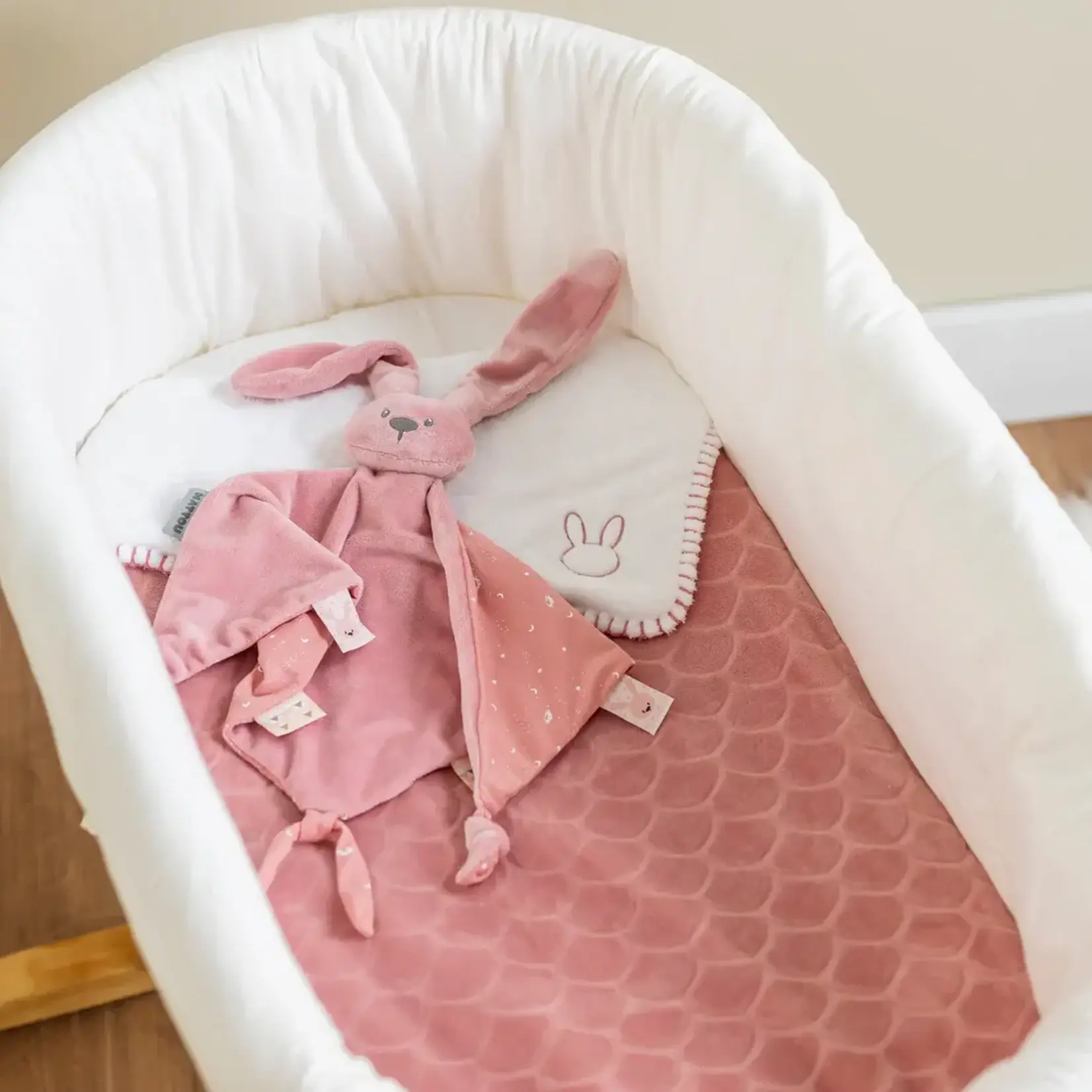 Nattou Nattou - LAPIDOU - maxi-doudou oude roze met gedrukt motief  (65*40 cm)