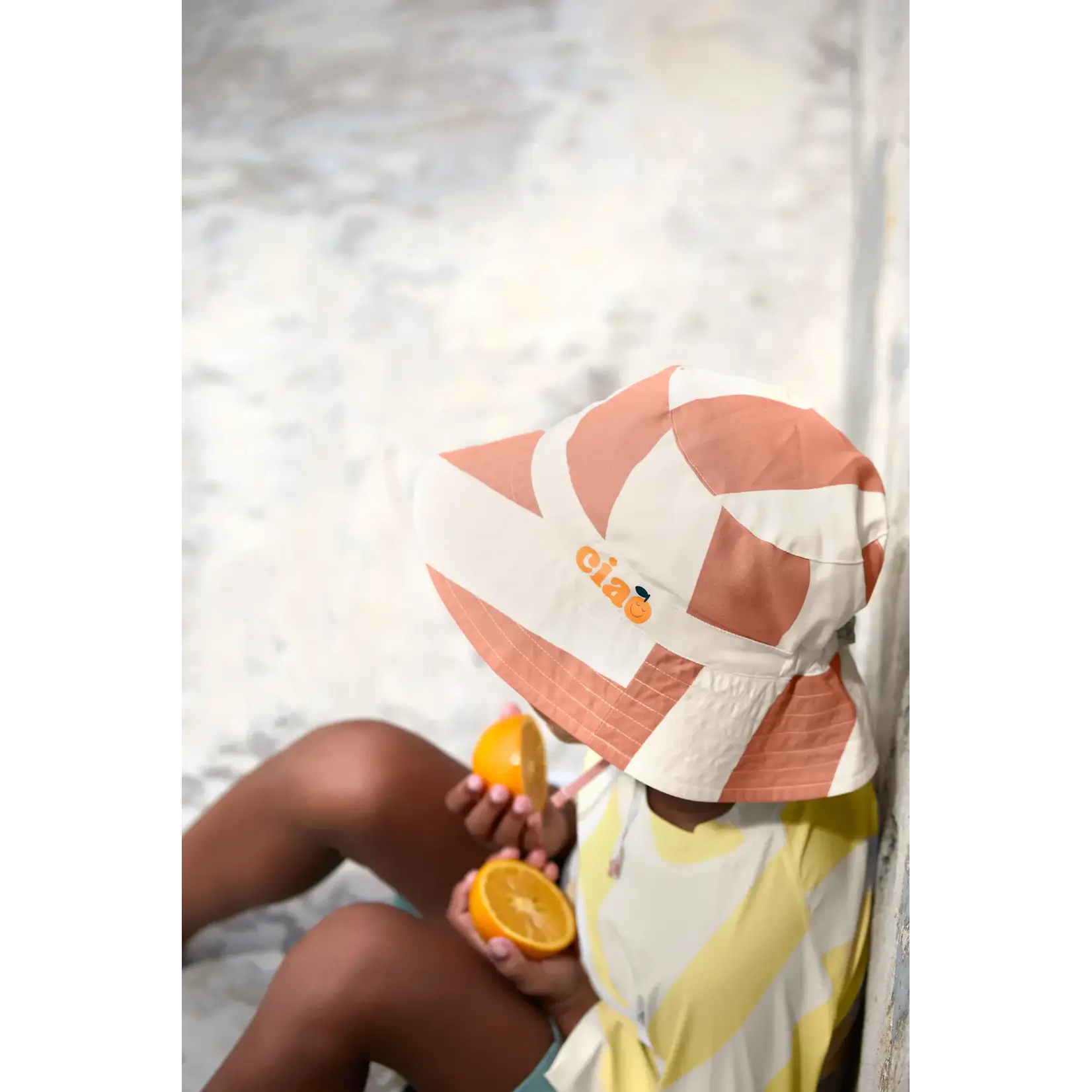 Lassig Lassig - Sun Protection Hat Stripes - Clay/Sea Salt