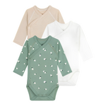 Petit Bateau Petit Bateau - 3 Bodies lange mouwen - groen print schaap/streep