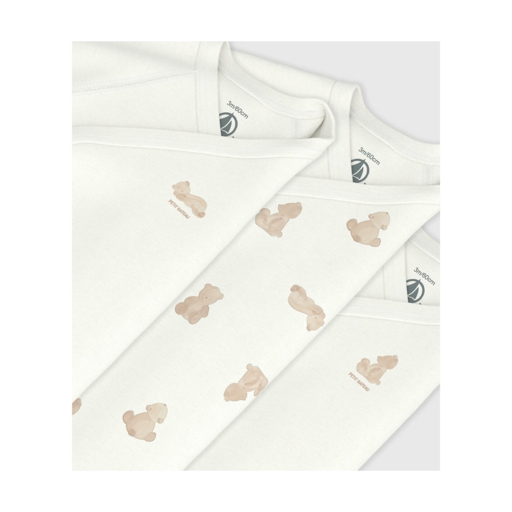 Petit Bateau Petit Bateau - 3 Bodies lange mouwen - beer beige
