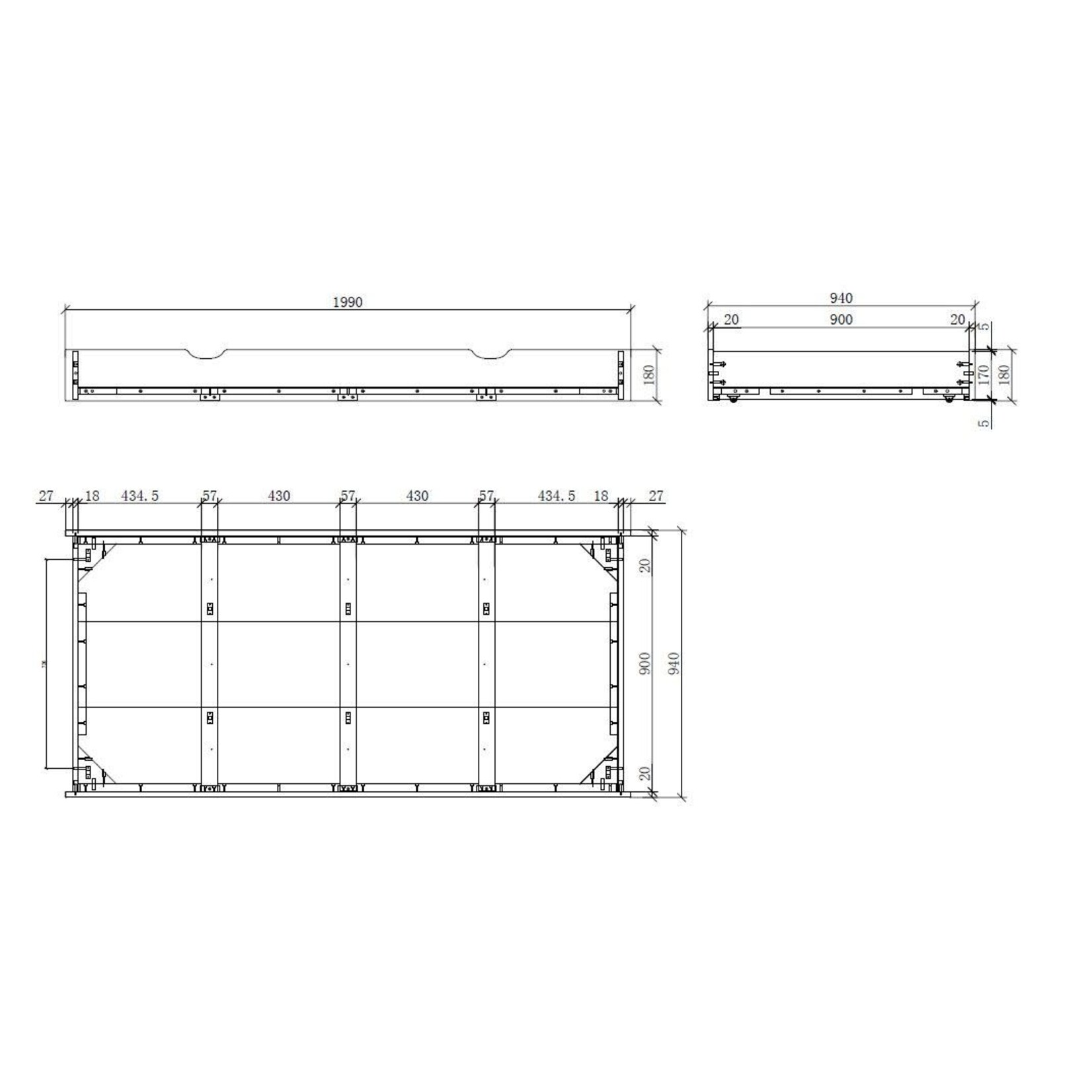 Jaxx Jaxx - Erik Bedlade voor bed 90x200 cm White
