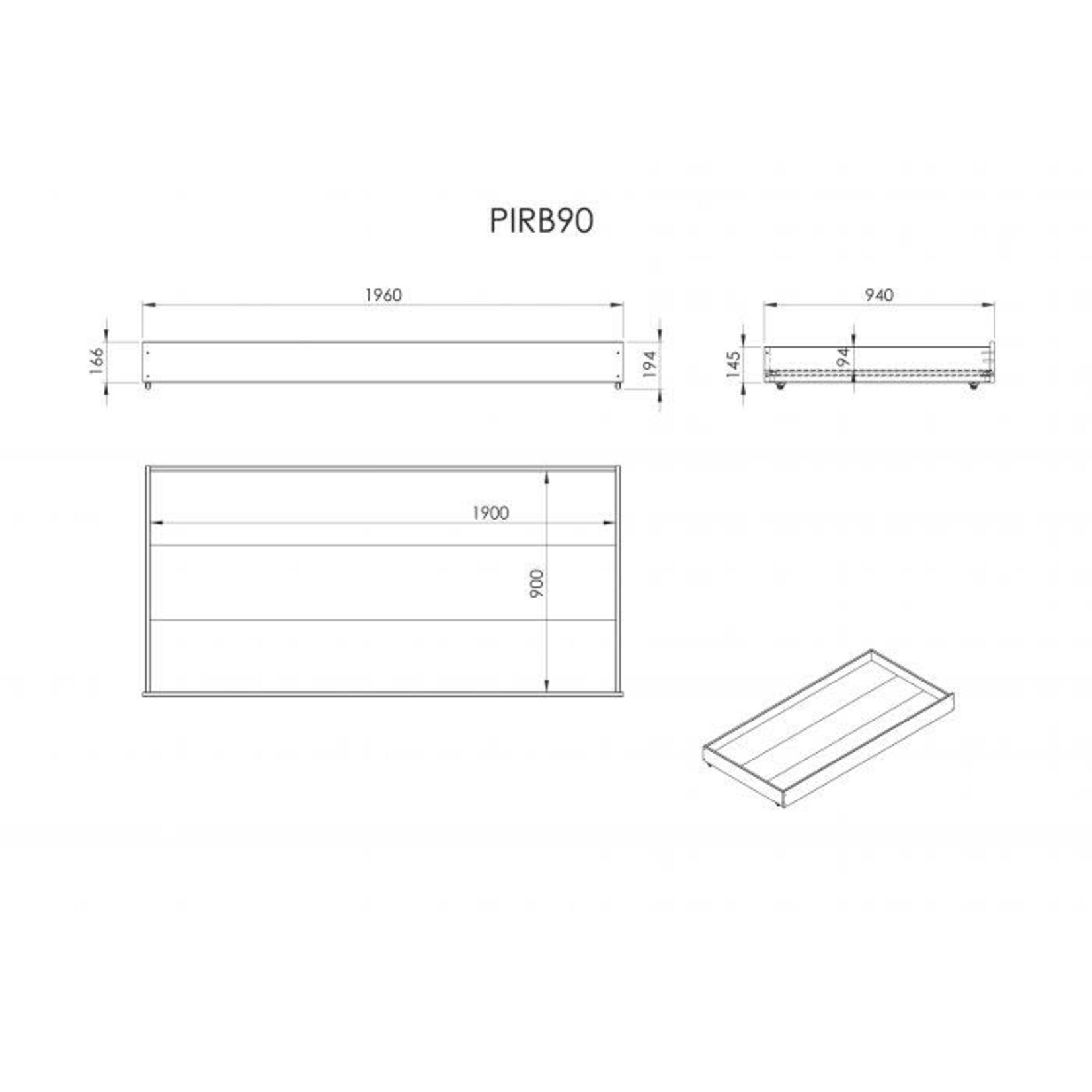 Jaxx Jaxx - Pico Bedlade voor bed 90x200 cm White