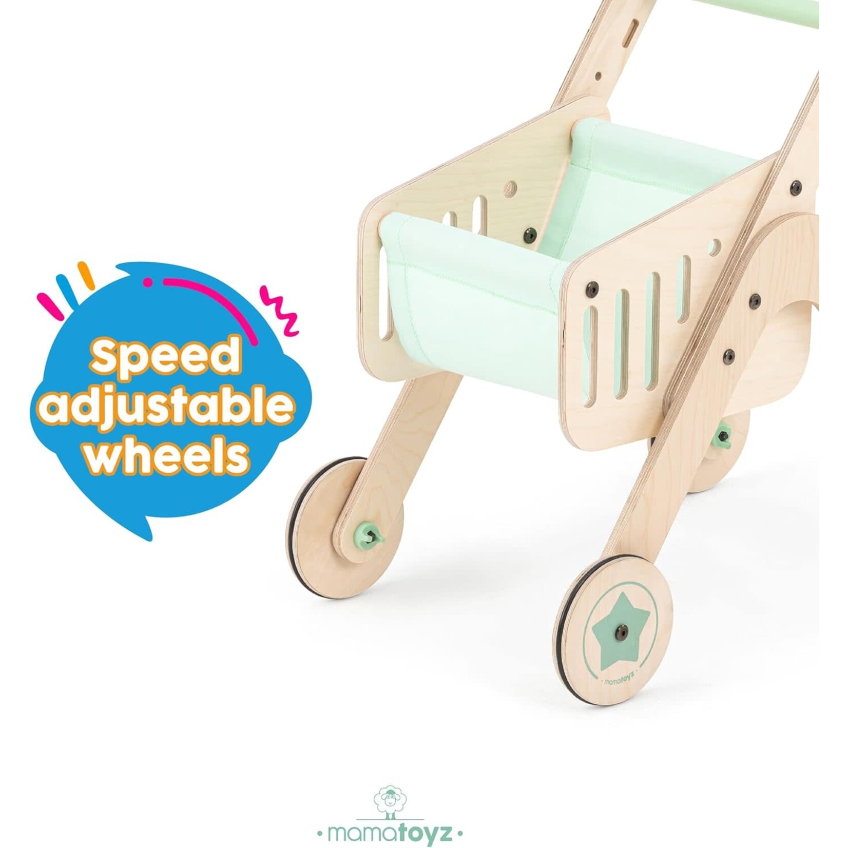 Mamatoyz Mamatoyz - Wooden Shopping Trolley / Houten Winkelwagentje