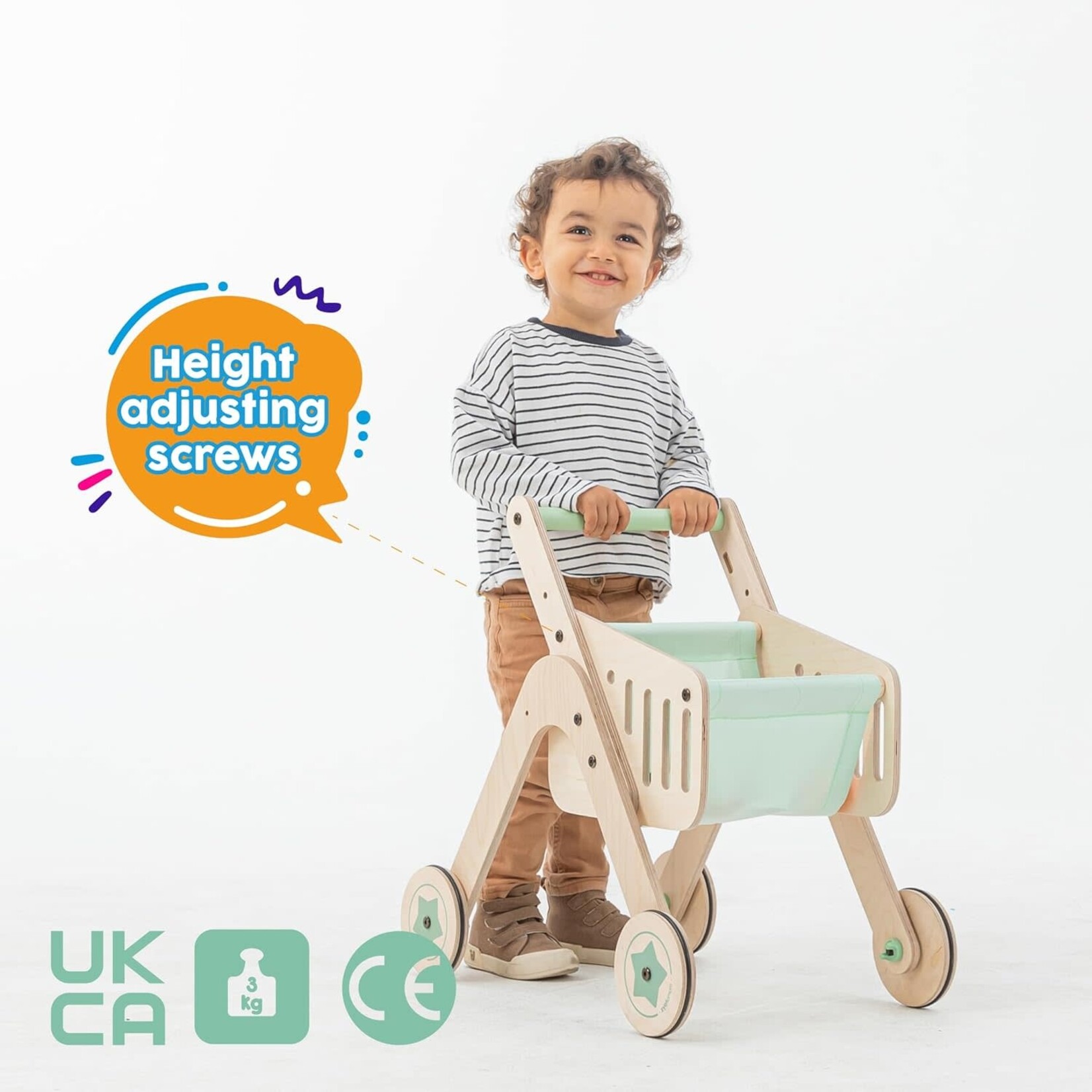 Mamatoyz Mamatoyz - Wooden Shopping Trolley / Houten Winkelwagentje