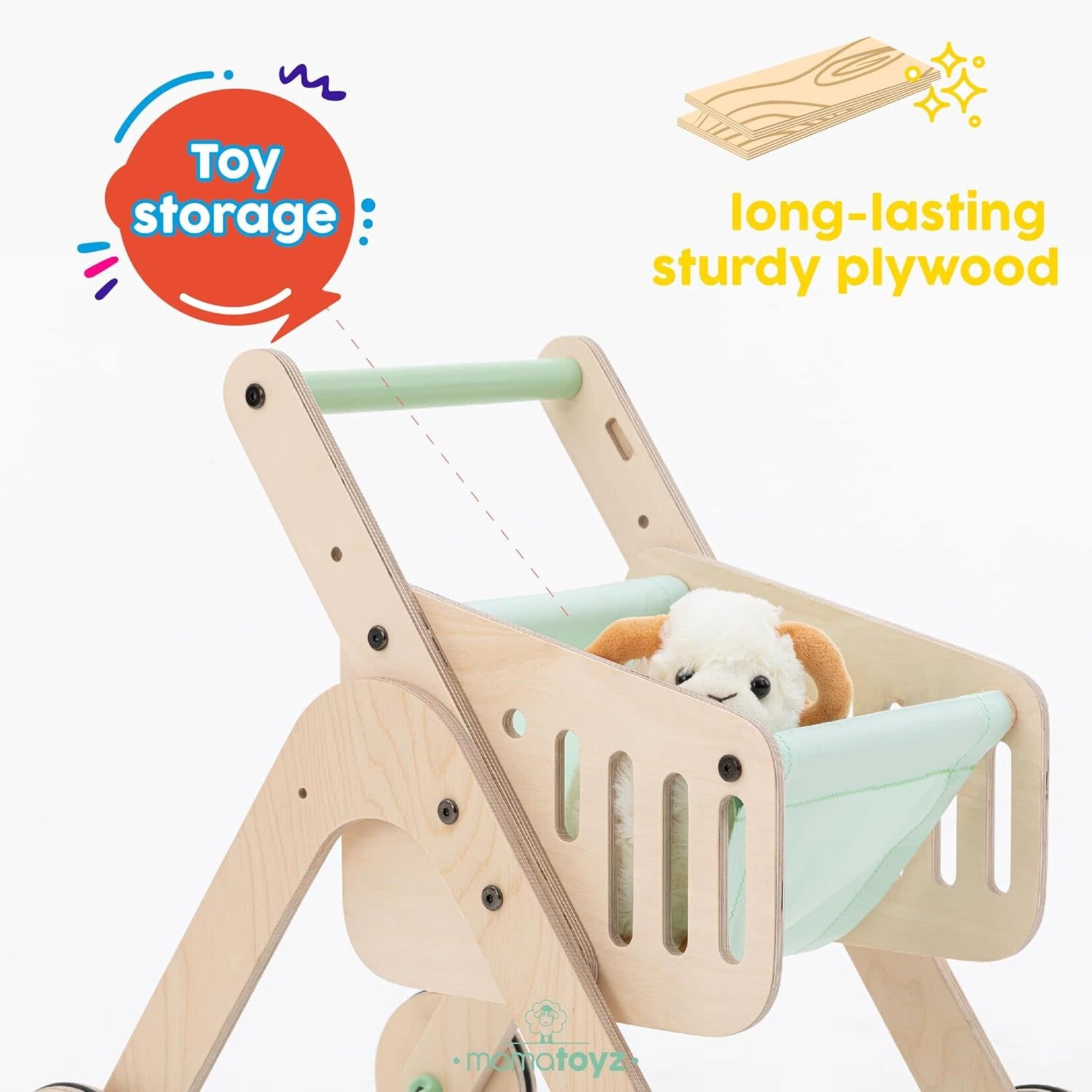 Mamatoyz Mamatoyz - Wooden Shopping Trolley / Houten Winkelwagentje