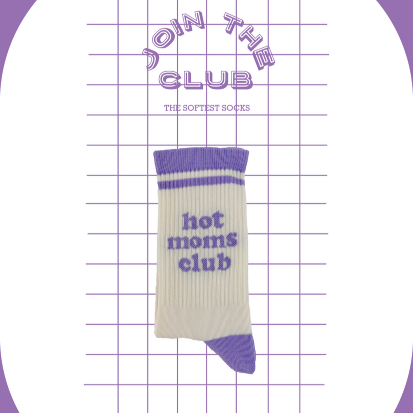 Minimou Minimou -  Sokken 'hot moms club' - paars (one size 37-41)