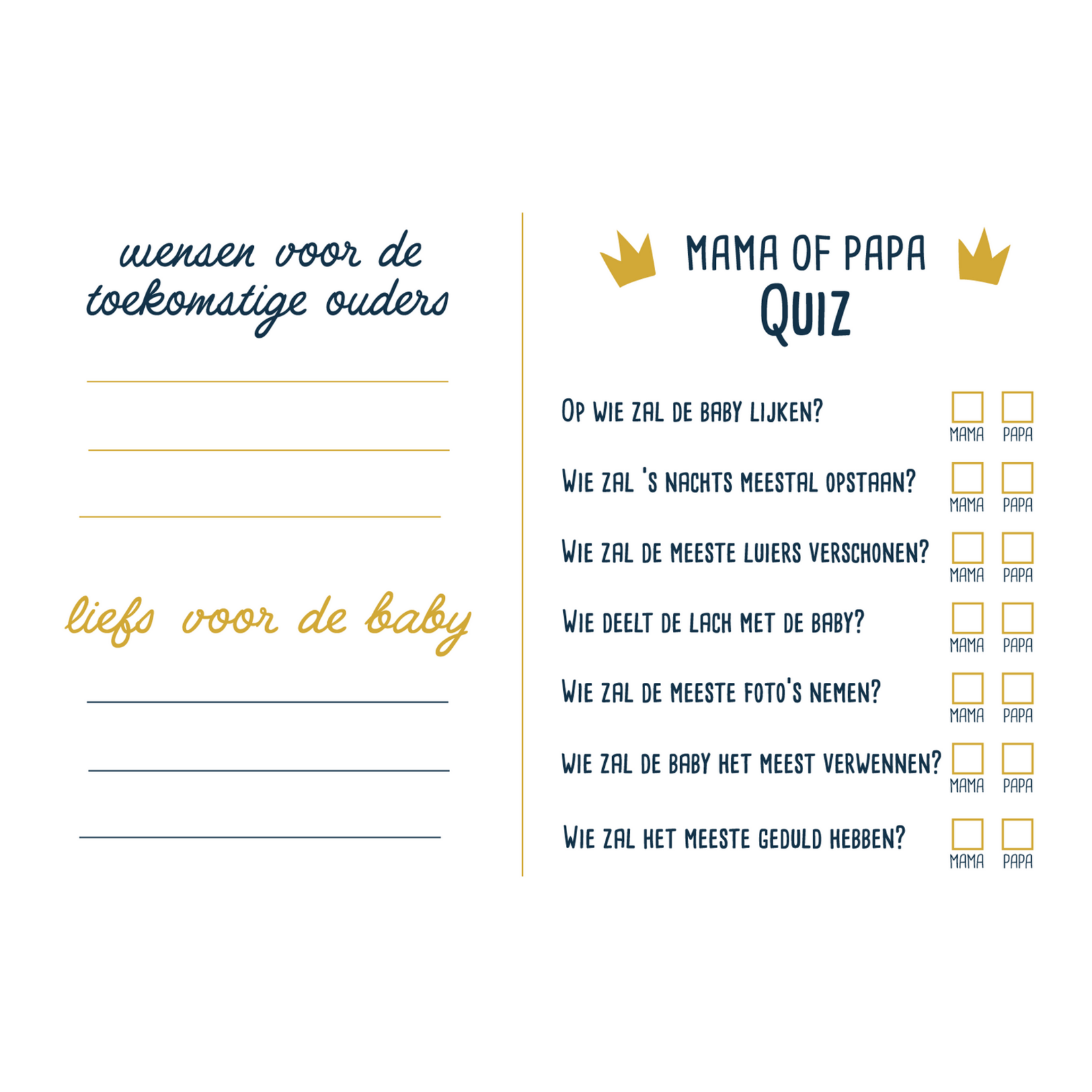 Minimou Minimou - Babyshower Babyvoorspellingen NL - box 20 kaarten A6