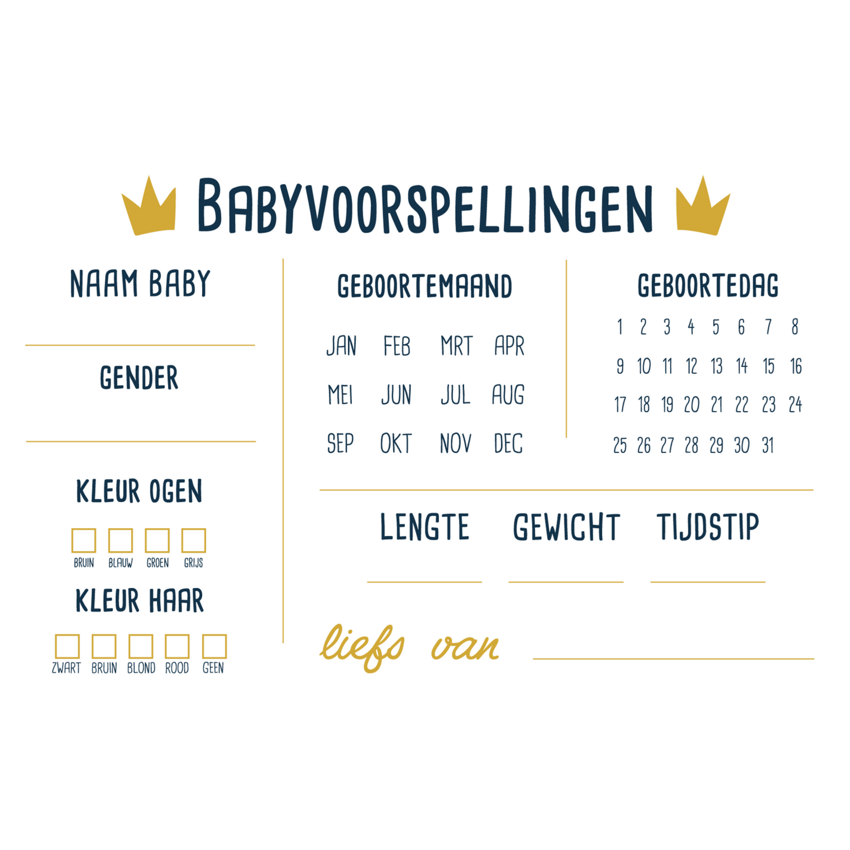 Minimou Minimou - Babyshower Babyvoorspellingen NL - box 20 kaarten A6