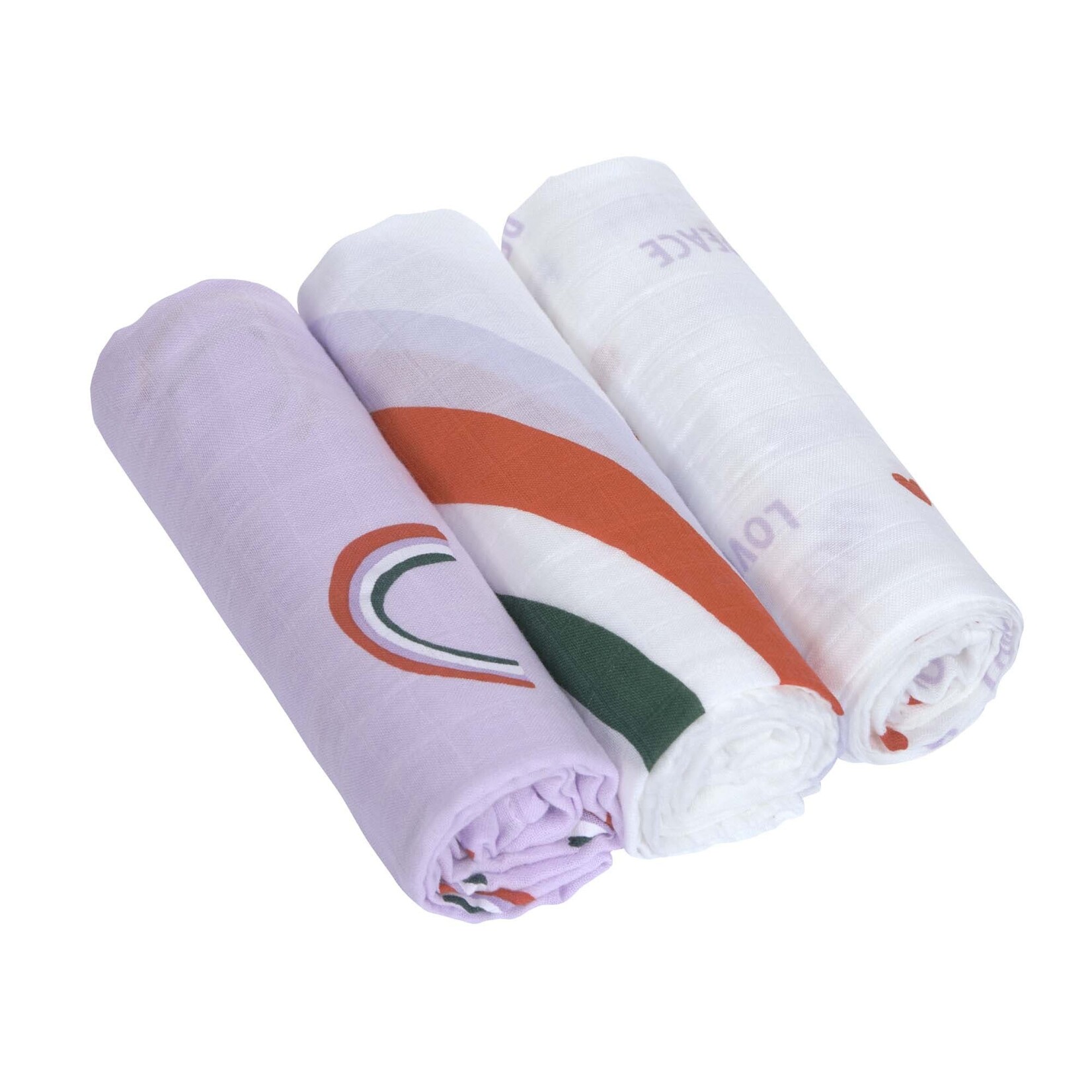 Lassig Lassig - Heavenly soft Bamboo Swaddle L - Happy Rascals, lavender 3 pcs ass., 80 x 80 cm
