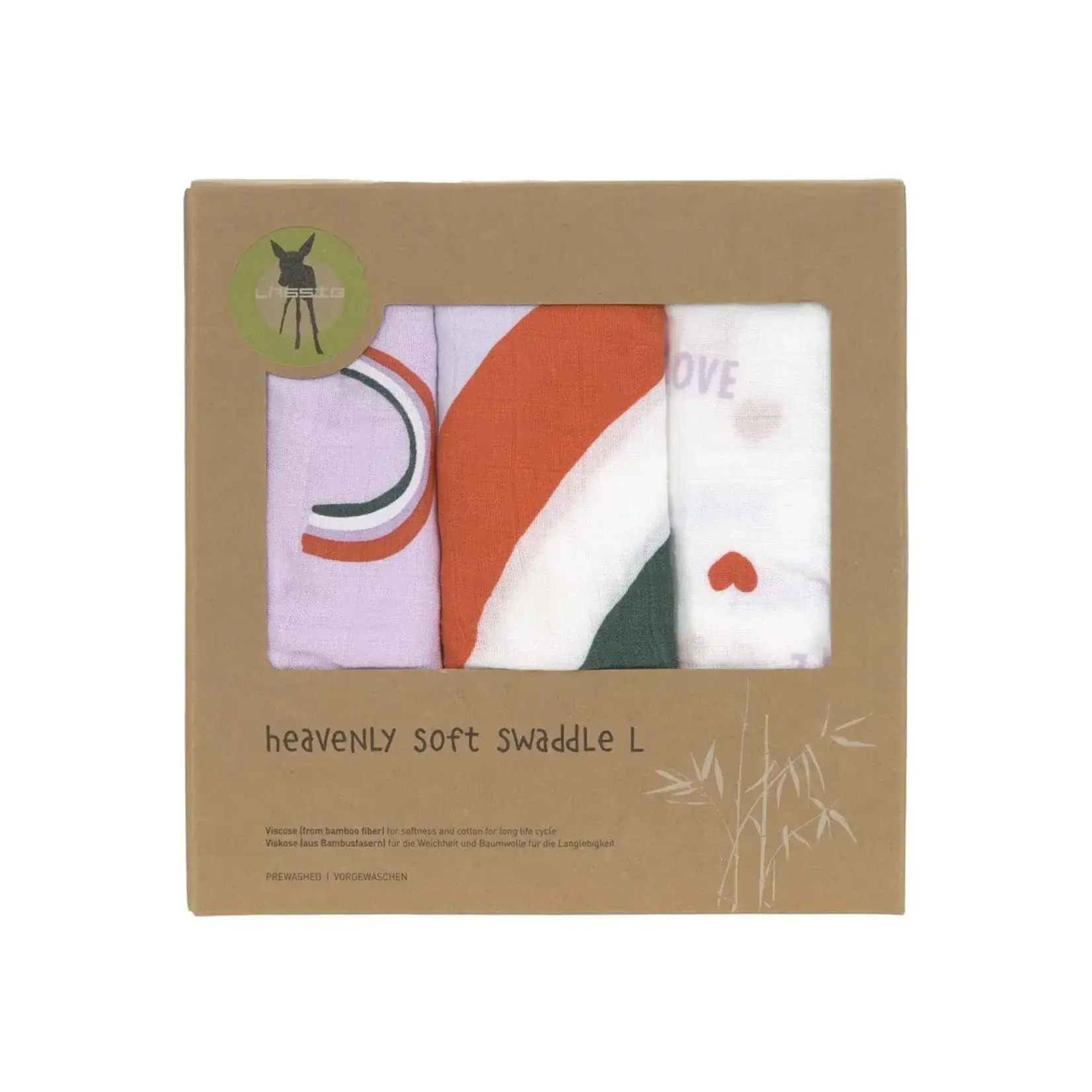 Lassig Lassig - Heavenly soft Bamboo Swaddle L - Happy Rascals, lavender 3 pcs ass., 80 x 80 cm