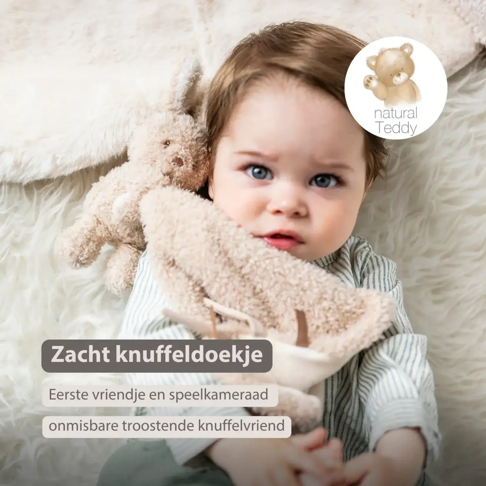 Nattou Nattou - Knuffeldoekje Konijn Teddy 27 x 27 cm