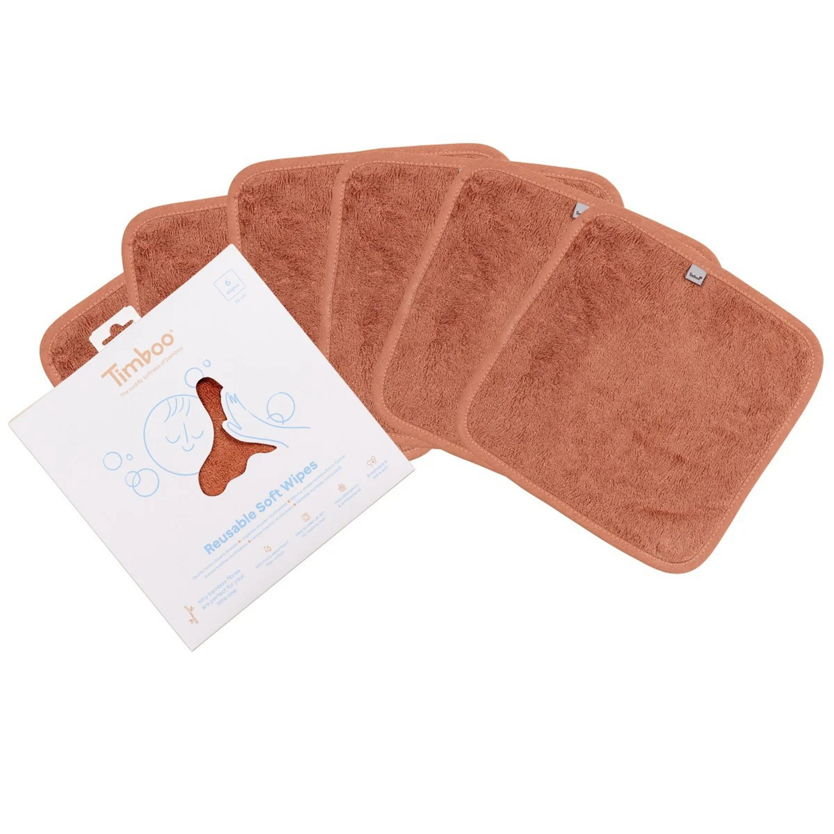 Timboo Timboo - Reusable Soft Wipes 20x20cm (6 pieces) - Sunrise Orange