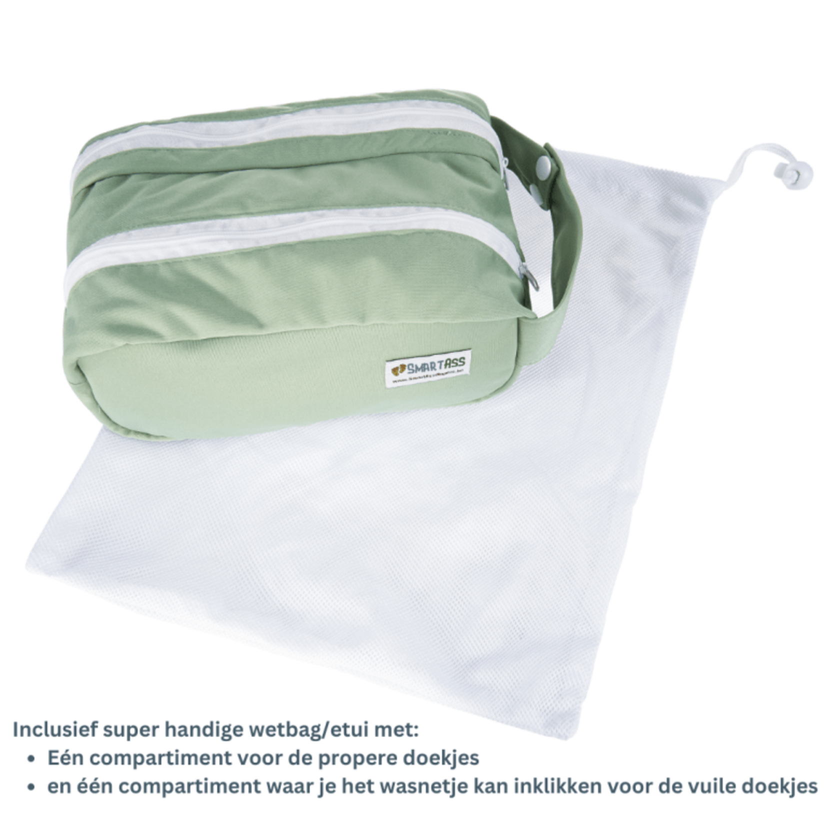 SmartAss SmartAss - Set van 8x wasbare babydoekjes incl wetbag etui