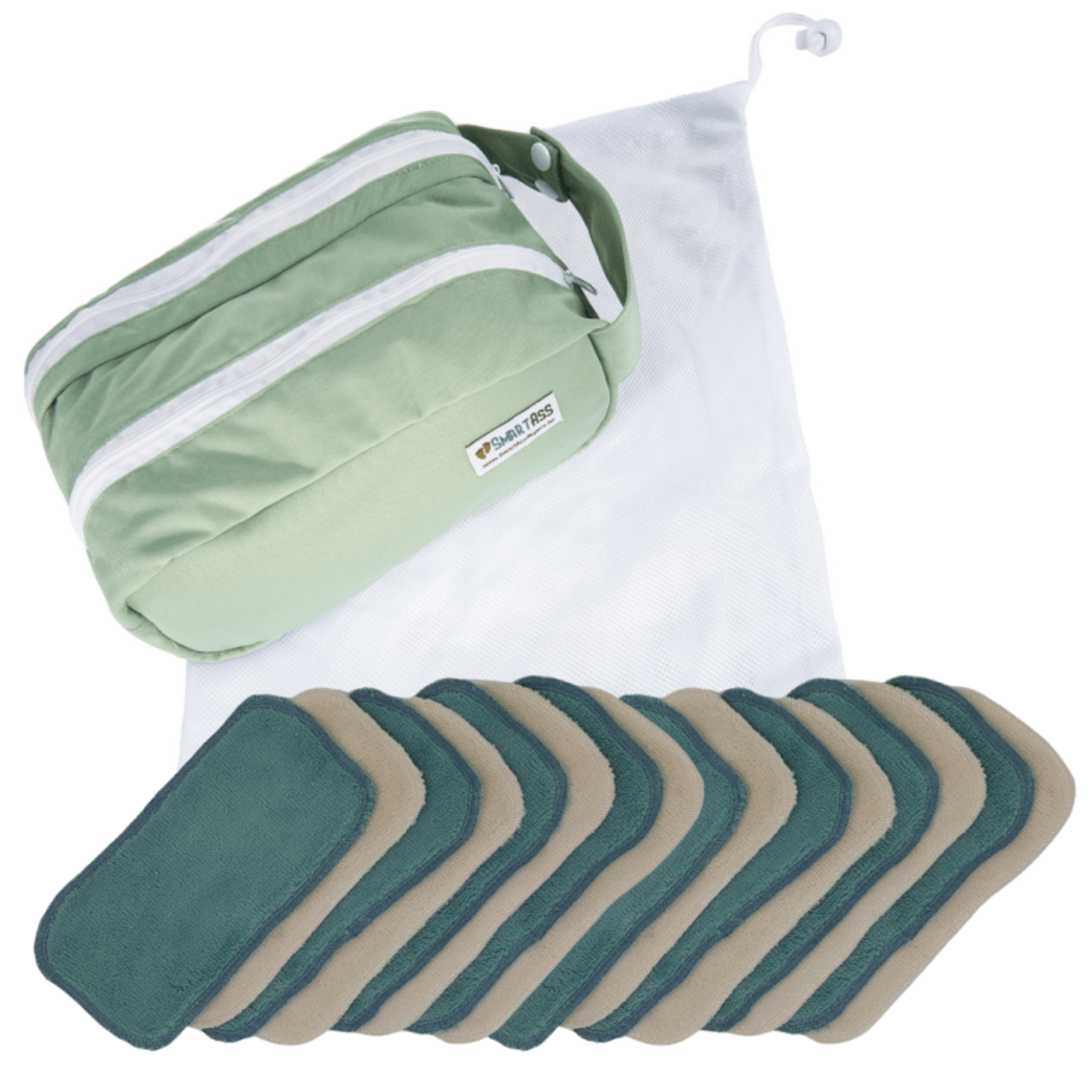 SmartAss SmartAss - Set van 8x wasbare babydoekjes incl wetbag etui