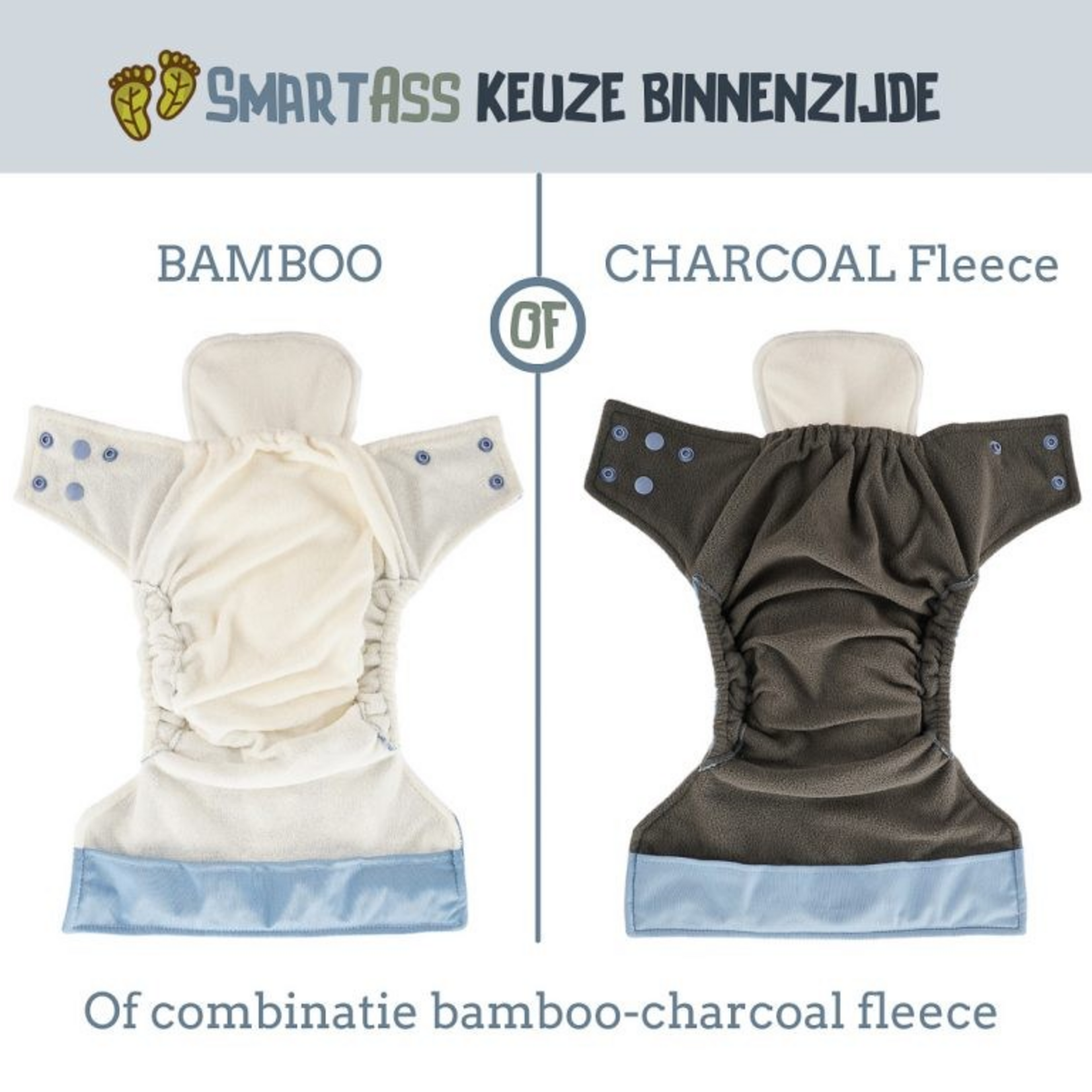 SmartAss SmartAss - Wasbare luier 2.0 (1-delig systeem) | Fleece | 27_greyblue