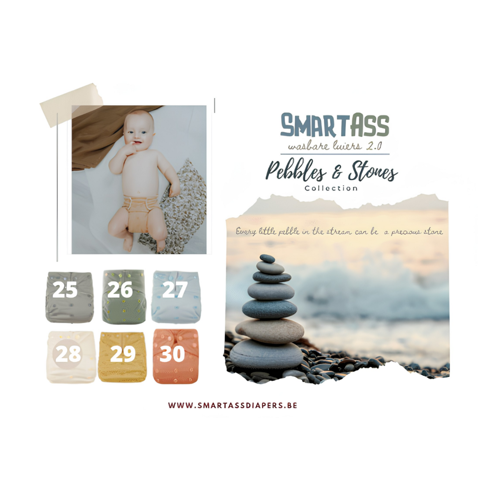 SmartAss SmartAss - Wasbare luier 2.0 (1-delig systeem) | Bamboe | 28_white