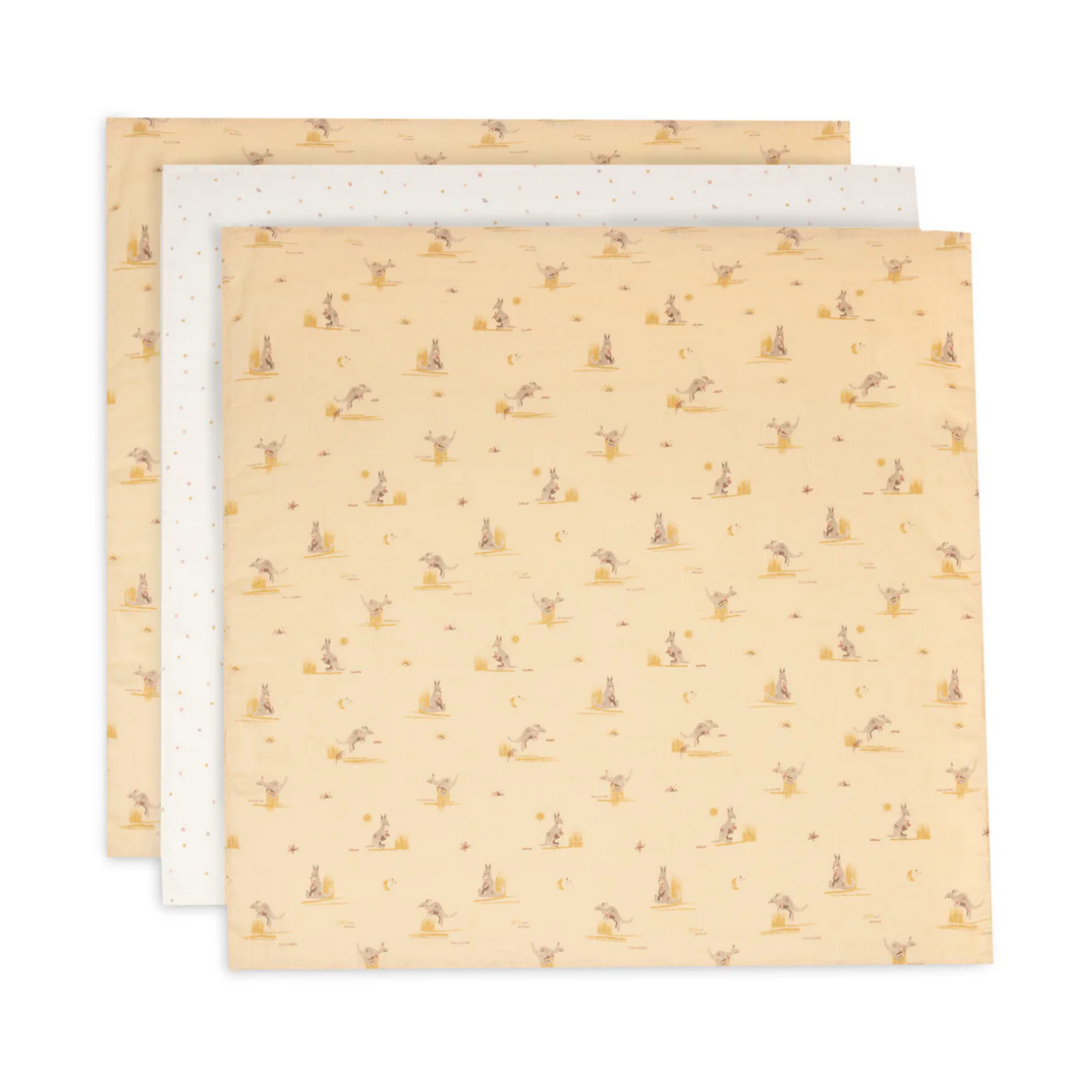 Jollein Jollein - Hydrofiele Doek Small 70x70cm - Kangaroots - 3 Stuks