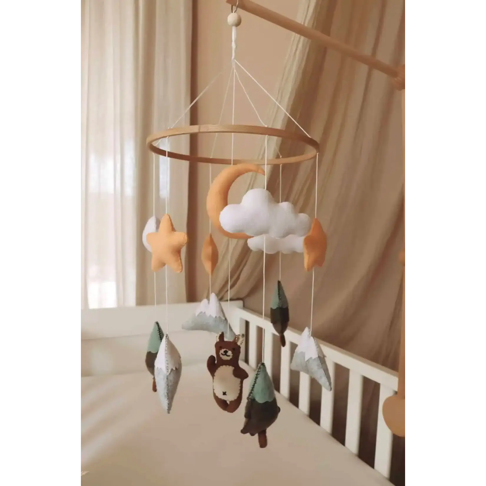 Little Loua Little Loua - Handmade Brown Bear baby mobile