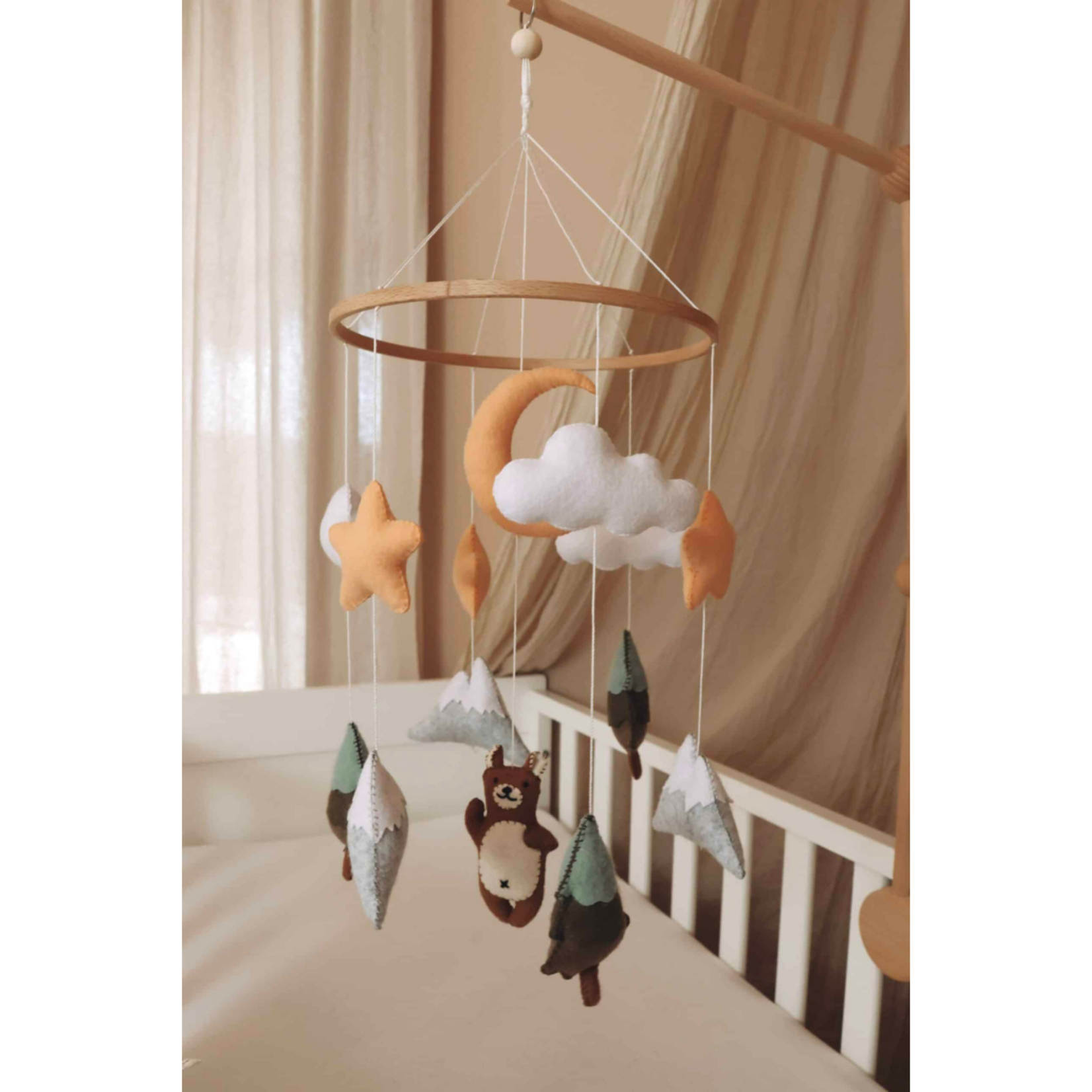 Little Loua Little Loua - Handmade Brown Bear baby mobile