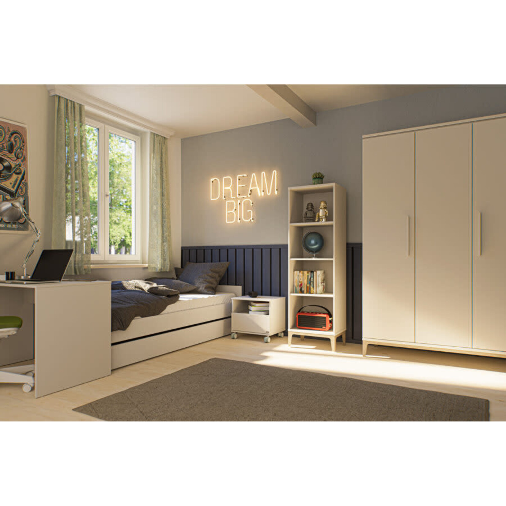 Paidi Paidi - Kast 3-deurs Cutie-Lea  -  Offwhite/Soapy Oak