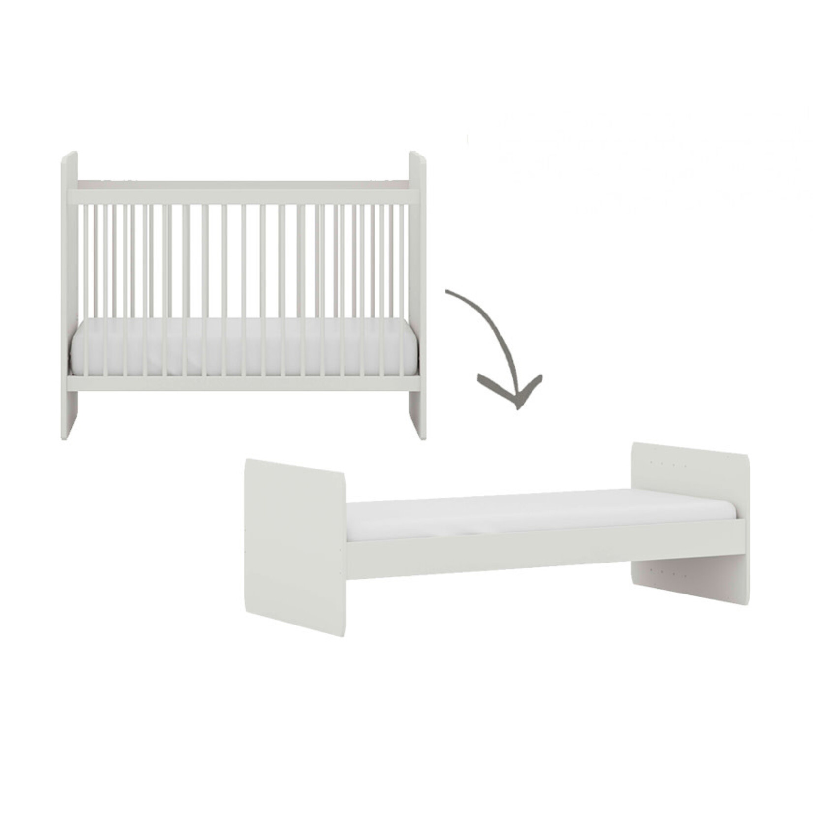 Paidi Paidi - Bed Cutie Lea 70x140 -  Offwhite/Soapy Oak (om te vormen naar juniorbed)