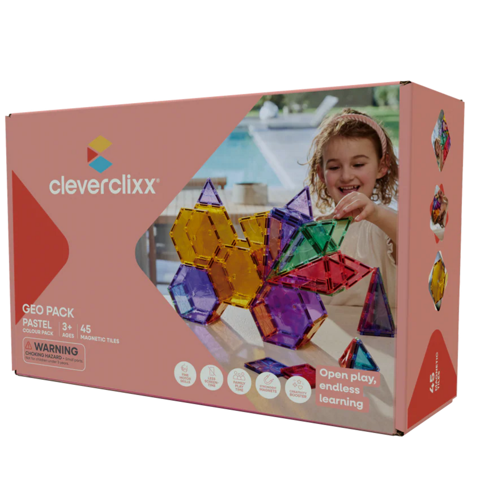 Cleverclixx - Geo Pack Pastel | 45 pieces - magnetisch speelgoed