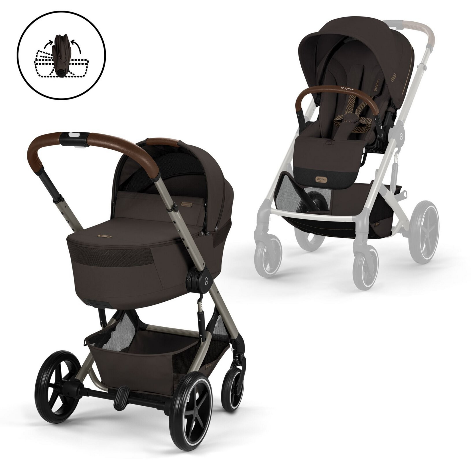 Cybex Cybex - BALIOS S LUX Chocolate Brown | Taupe Frame + Opvouwbare Reiswieg