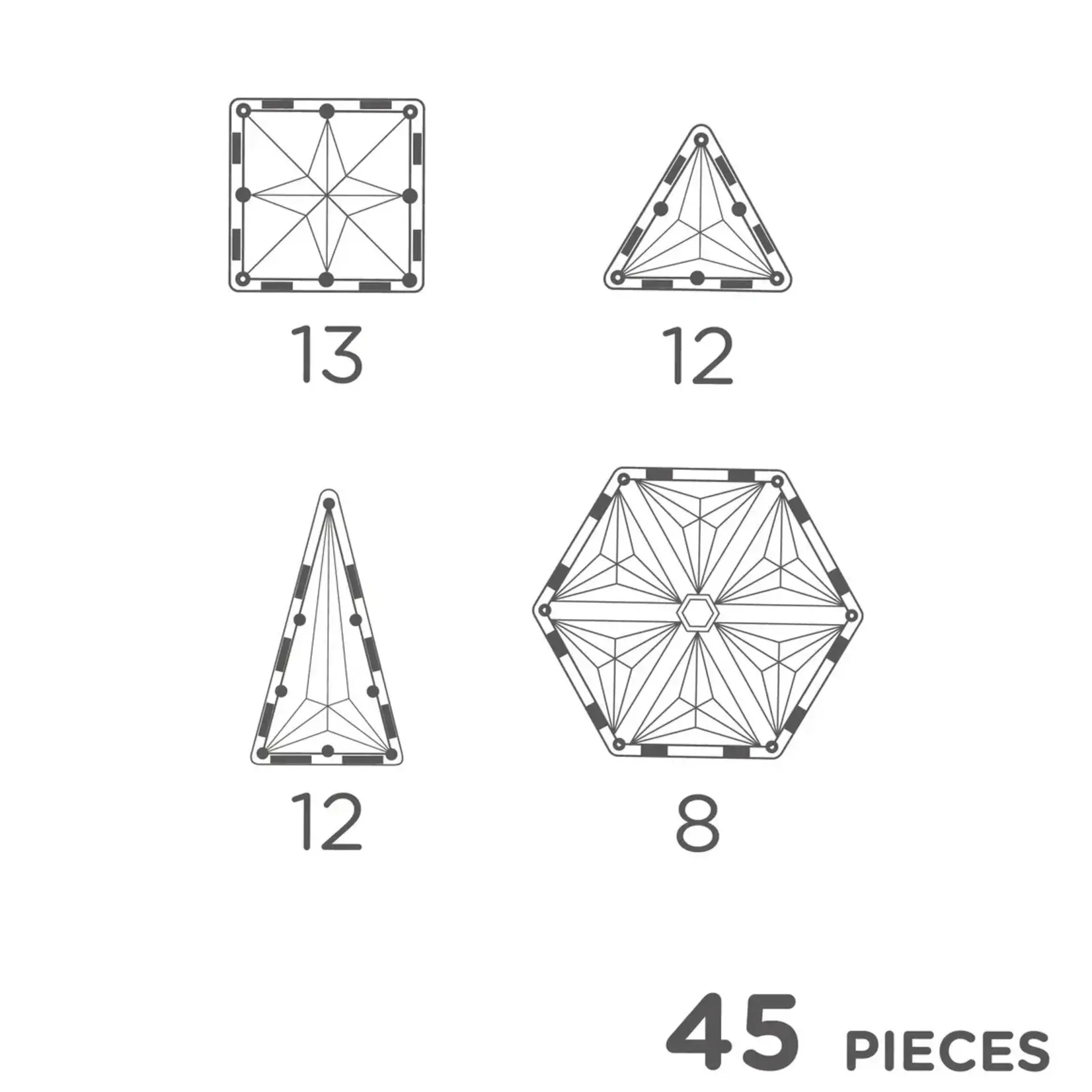 Cleverclixx - Geo Pack Pastel | 45 pieces - magnetisch speelgoed