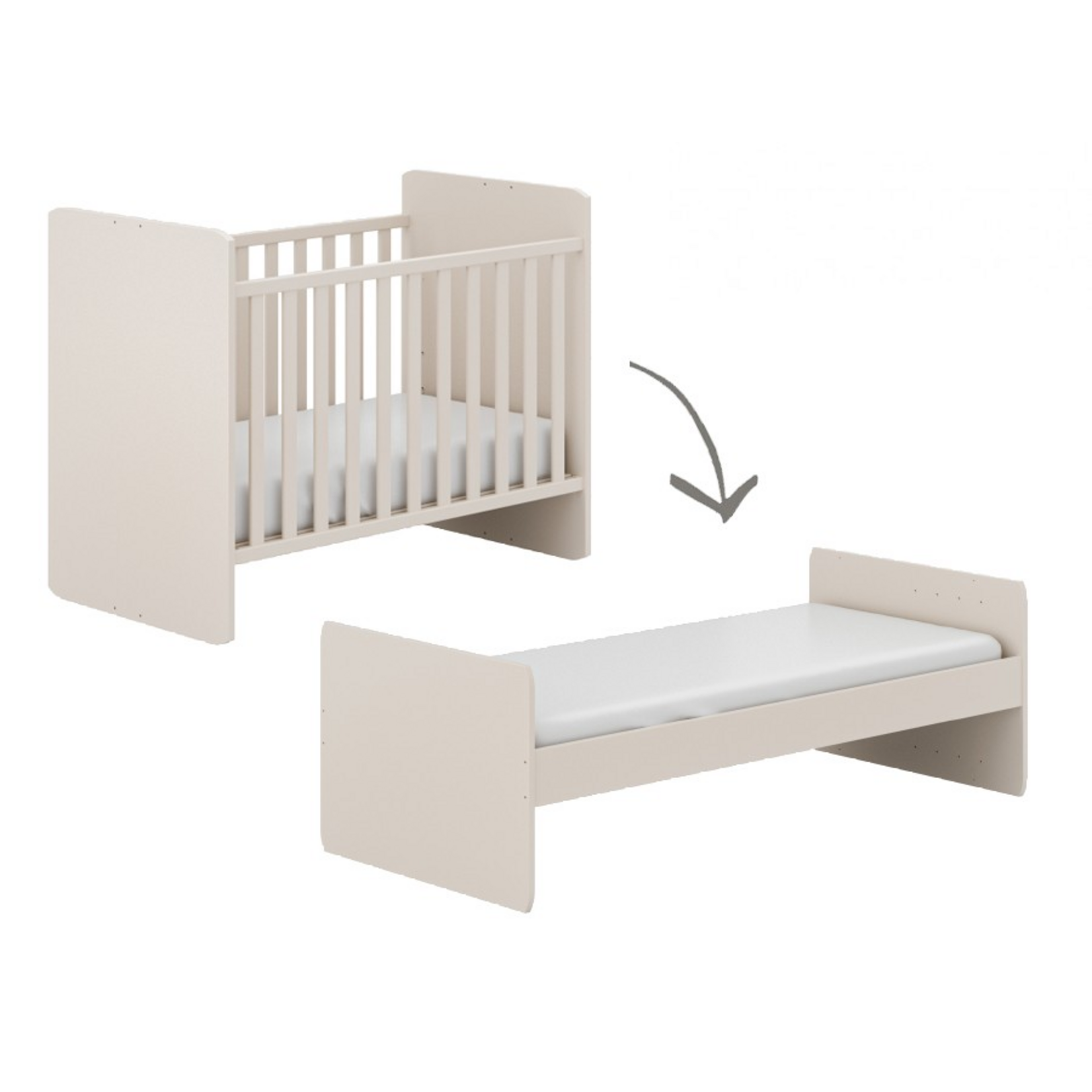 Paidi Paidi - Omvormbaar Bed Hazel 60x10 cm / 90x200 cm -  Cashmere Beige