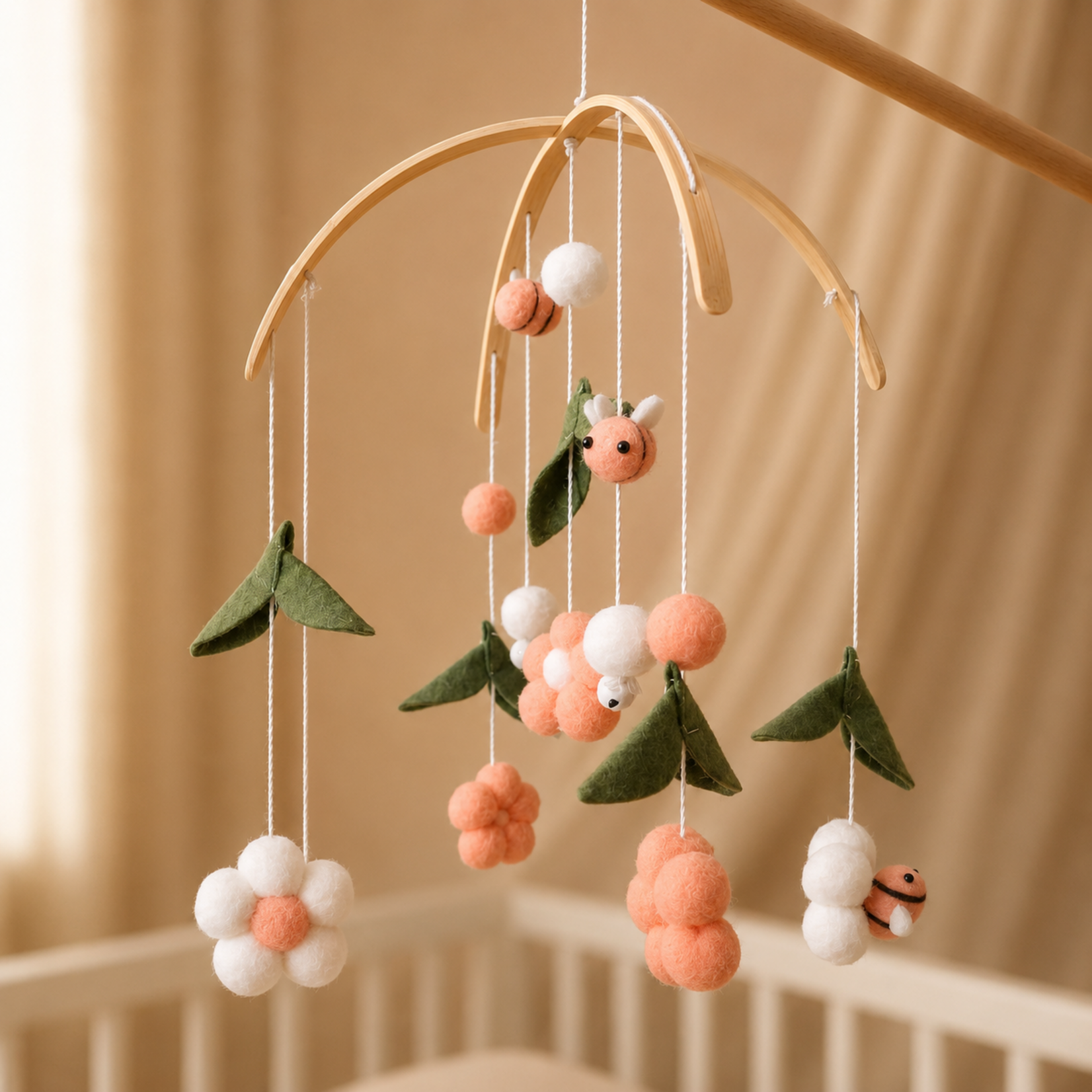 Little Loua Little Loua - Handmade Pink Bees baby mobile