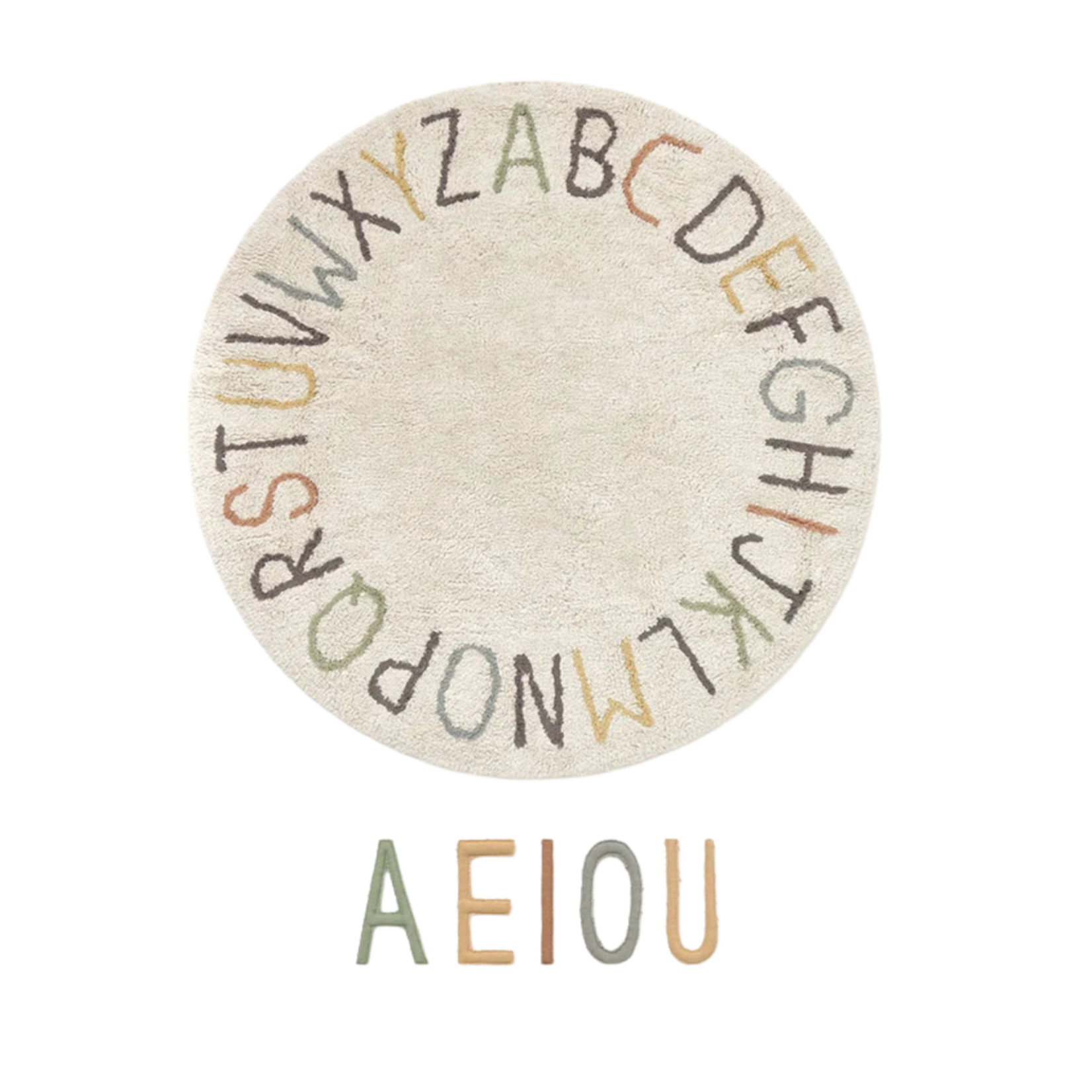 Lorena Canals Lorena Canals -  Rug ABC color and letters Ø 120 cm
